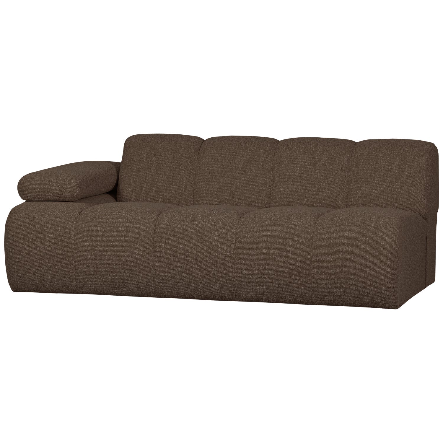 Modulares Sofa MOJO - 2-sitziges Element linksseitig in dunkelbraunem Bouclé