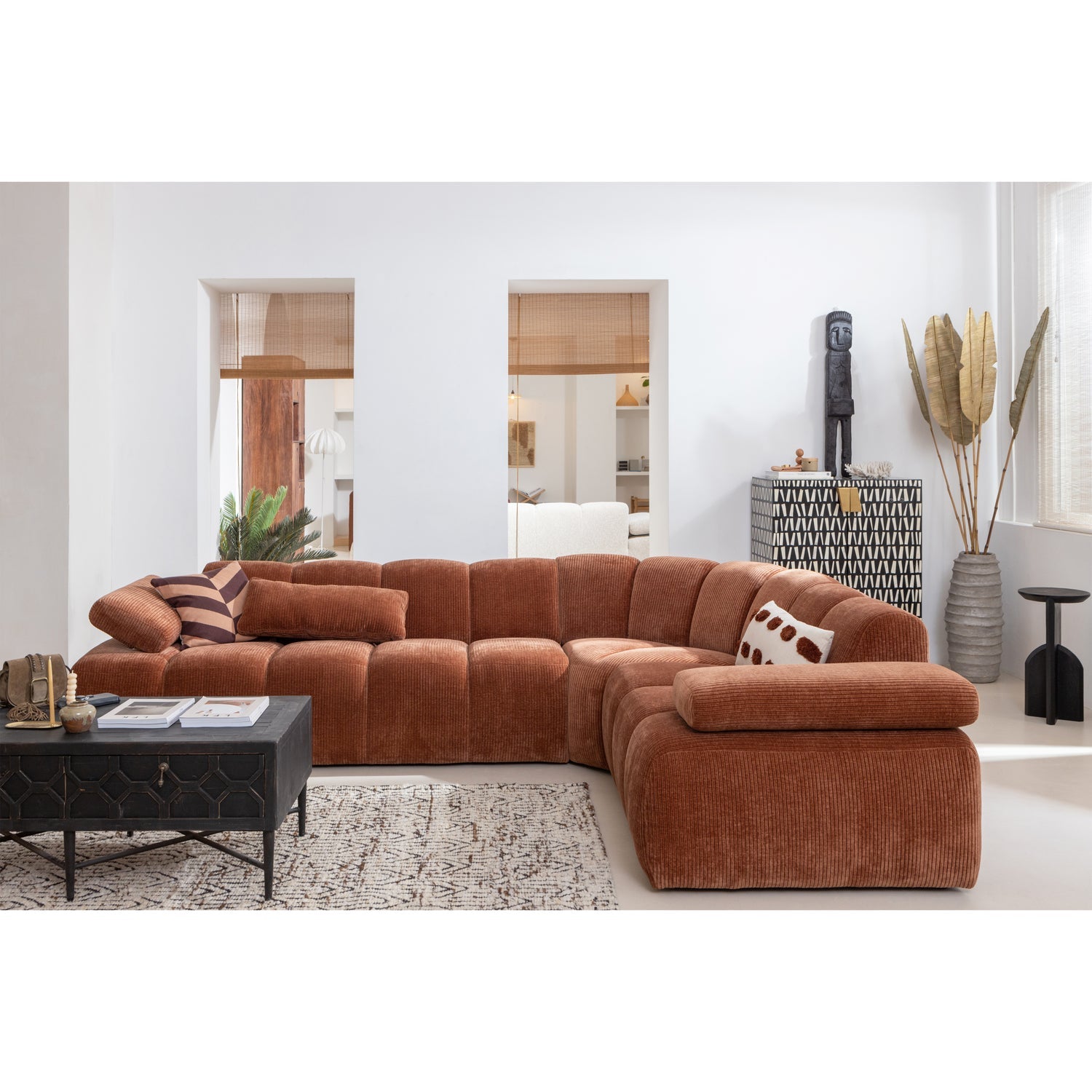 Modulares Sofa MOJO - Eckelement in honigfarbenem Schafsfell