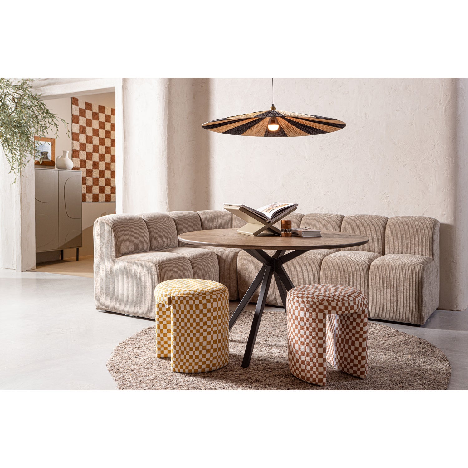 Modulares Sofa MOJO BENCH - Element für 3 Personen in dunkelsandfarbenem Cord