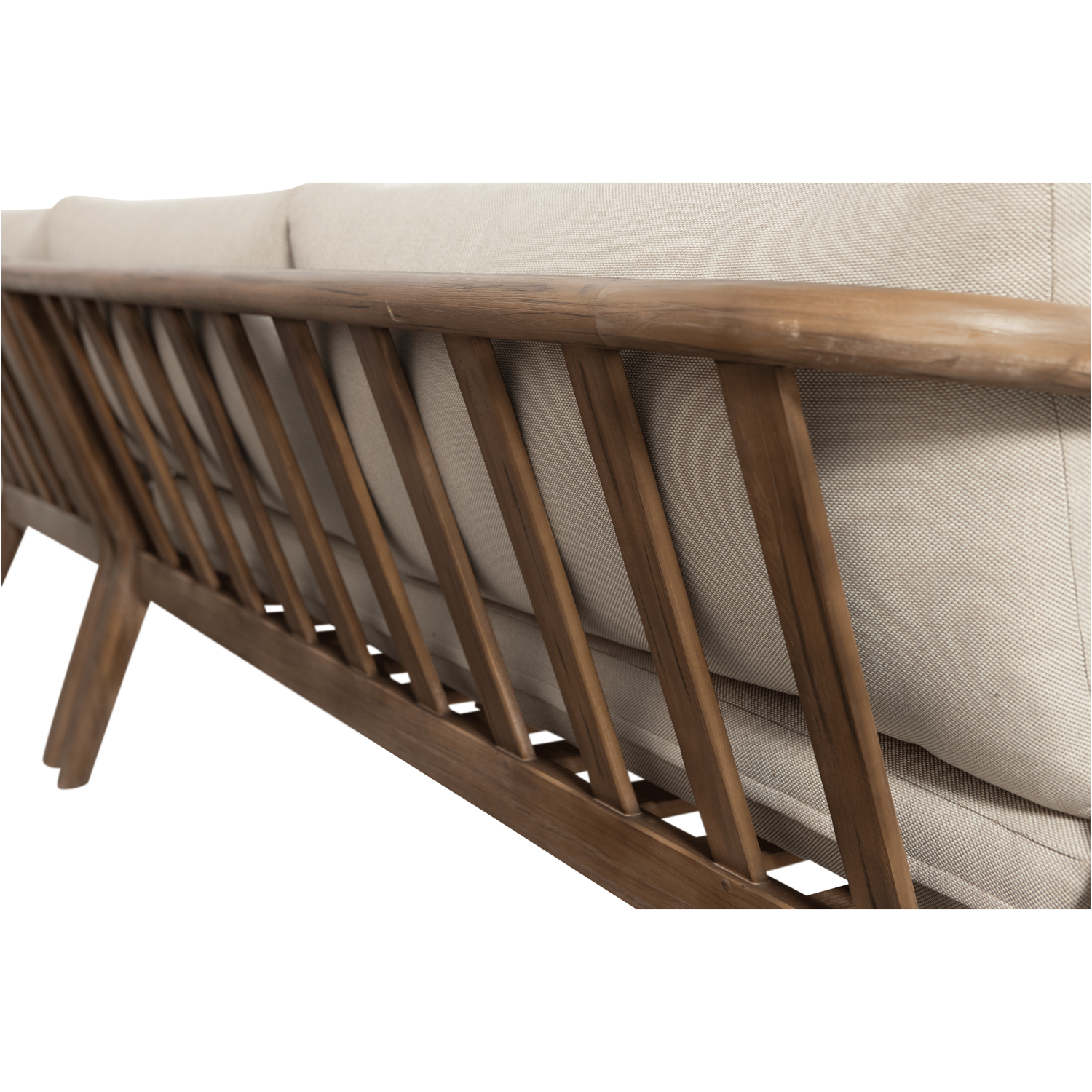 Symmetrical Garden Corner Sofa BIAM in Sand with Acacia Wood Frame