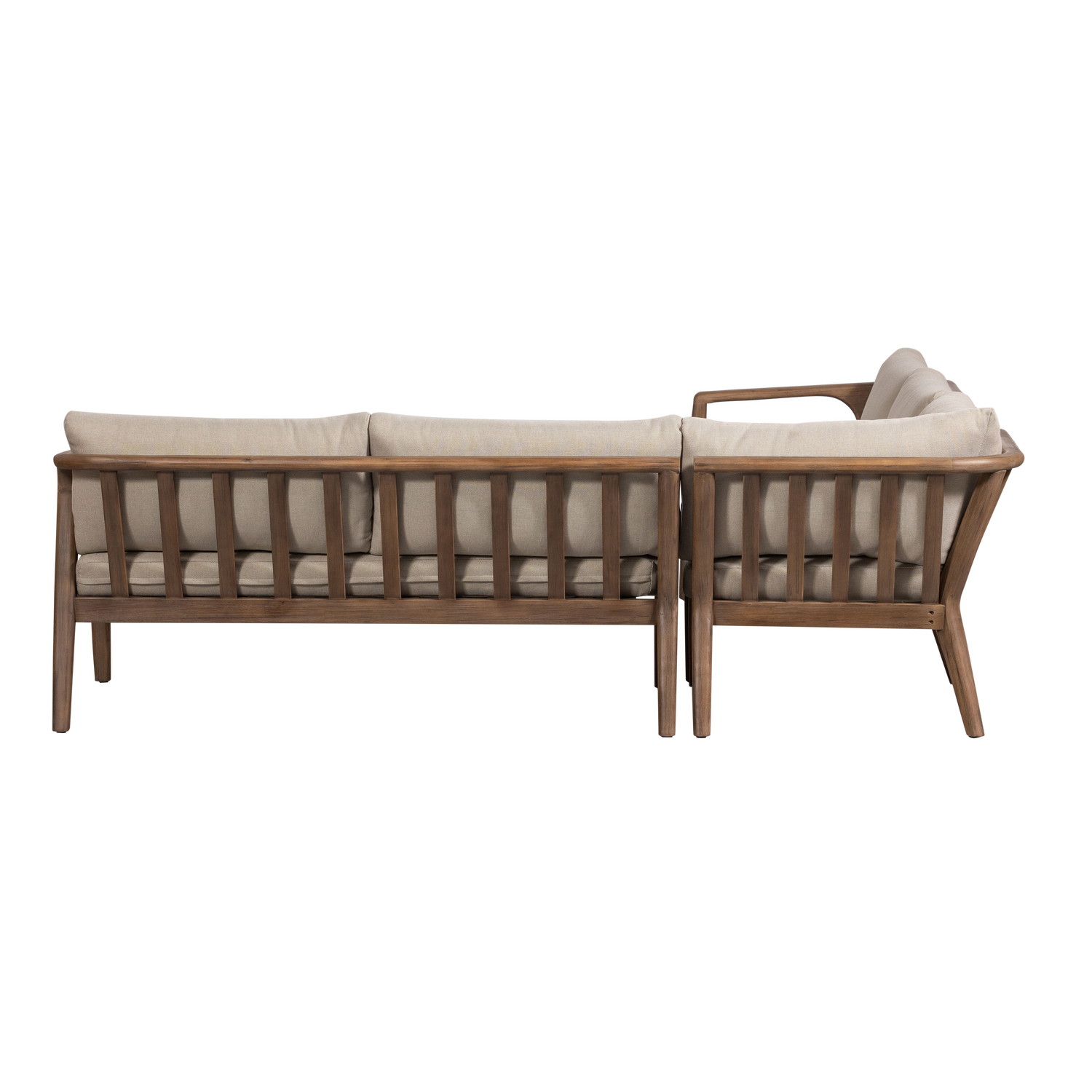 Symmetrical Garden Corner Sofa BIAM in Sand with Acacia Wood Frame