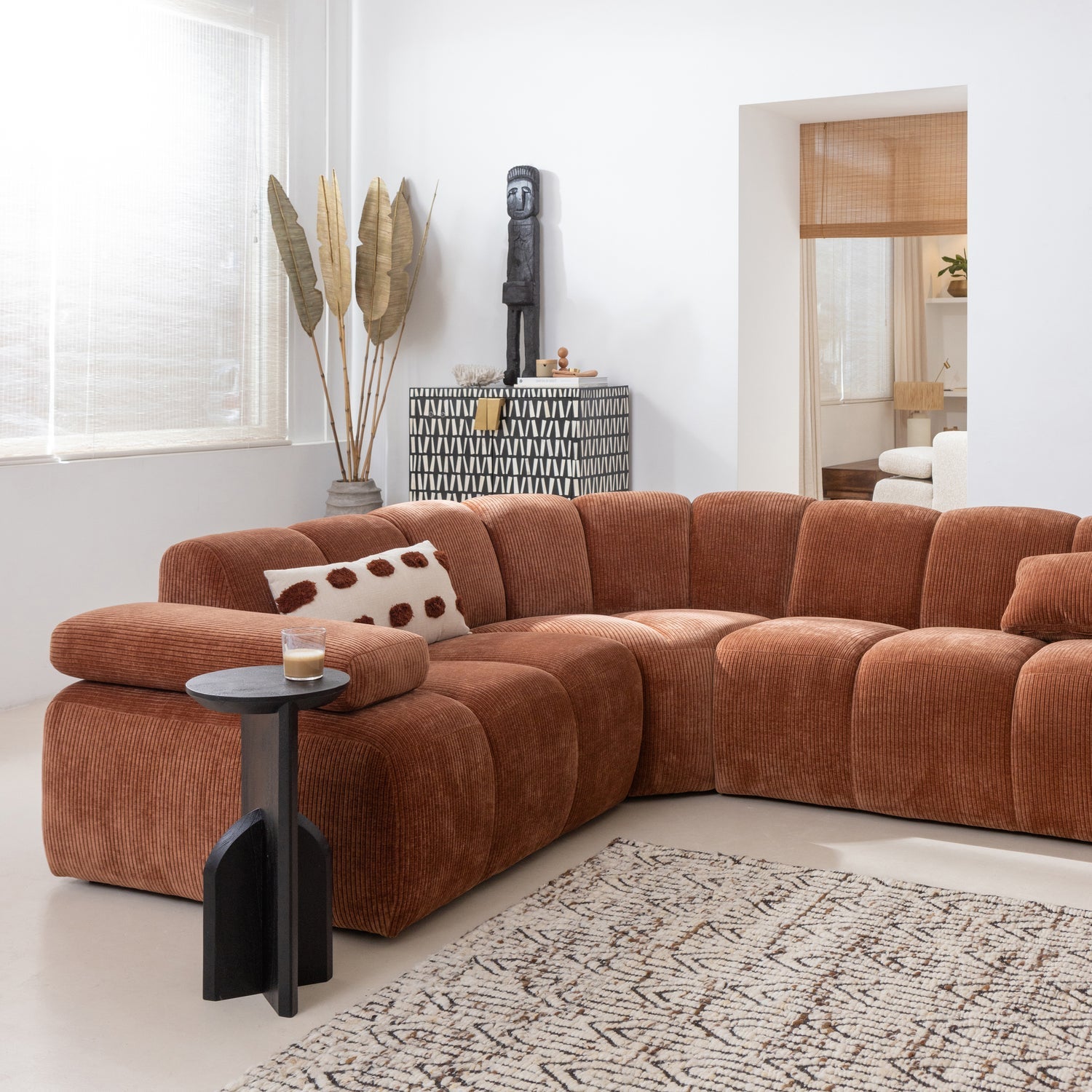 Modularer Links-Ecksofa für 6 Personen MOJO Honigfarbener Schafwolle