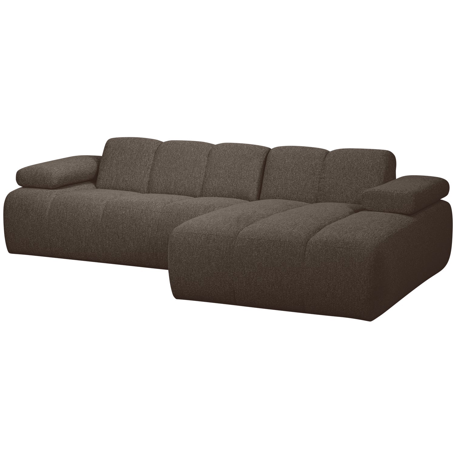 Rechthoekige modulaire hoekbank rechts MOJO donkerbruin bouclé