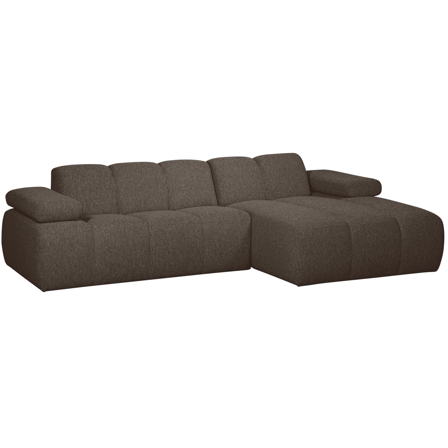Rechthoekige modulaire hoekbank rechts MOJO donkerbruin bouclé
