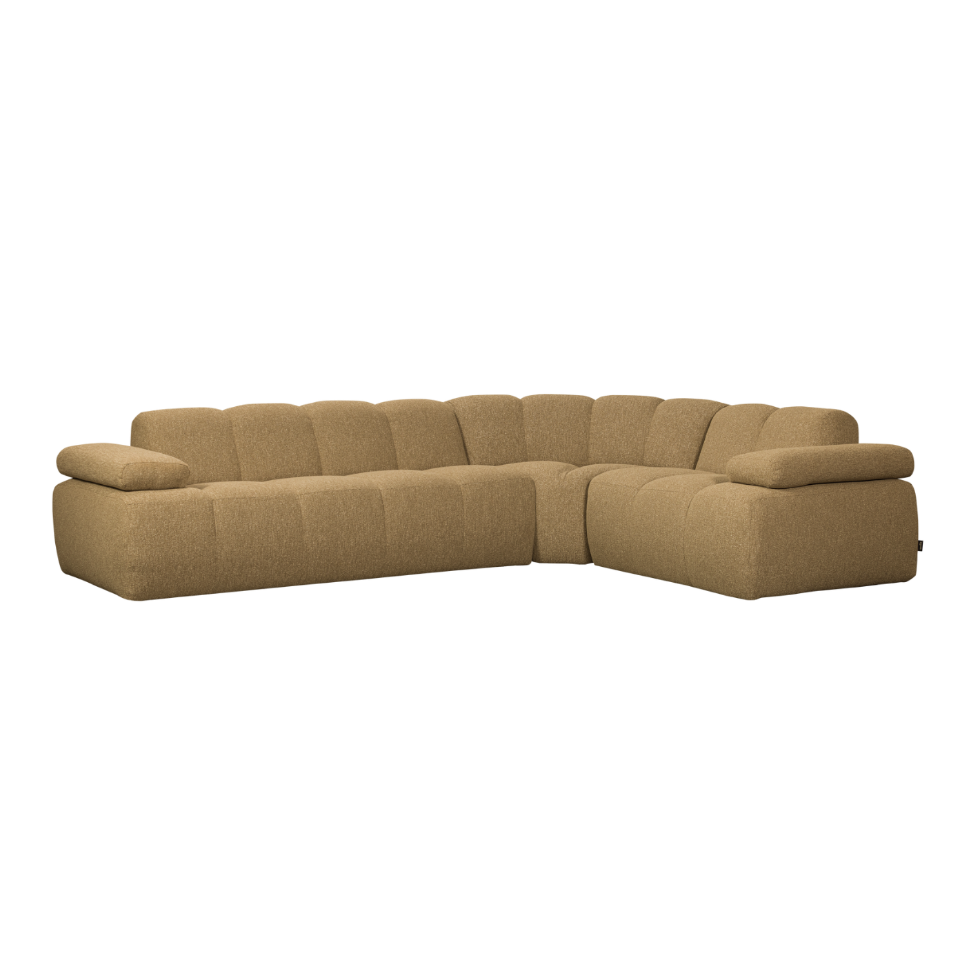 Right-facing modular corner sofa for 6 people MOJO honey mélange boucle