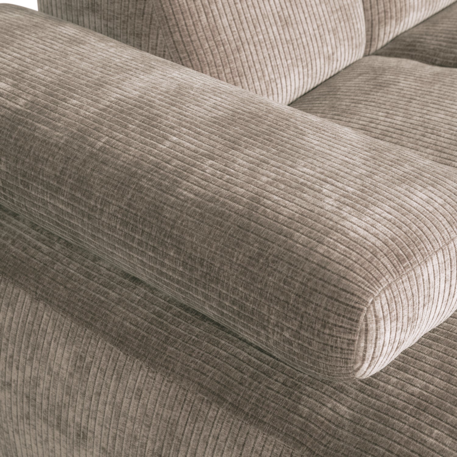 Modularer linksseitiger Ecksofa MOJO in dunkelbeigem Cord