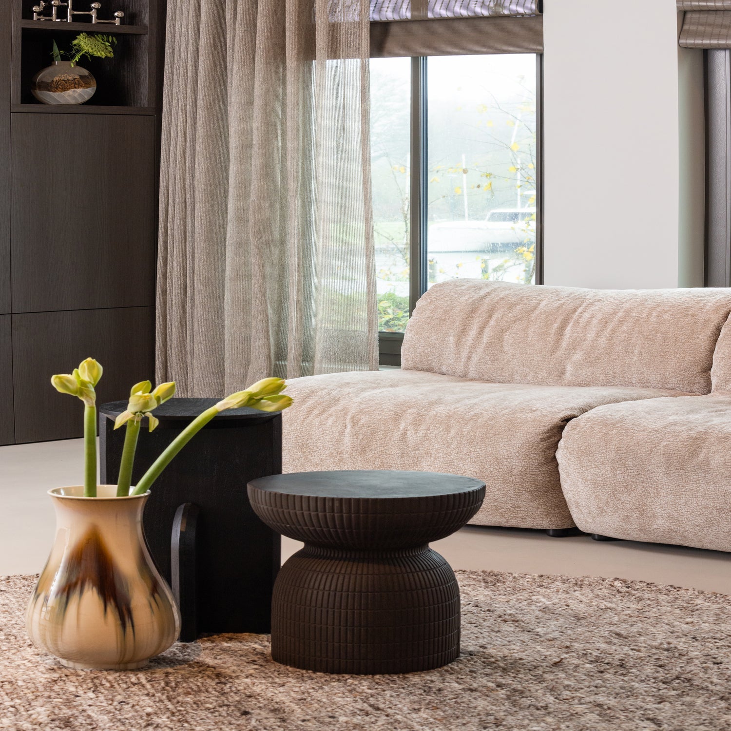 Modulsofa BAGGY - sandfarbener Chenille-Element