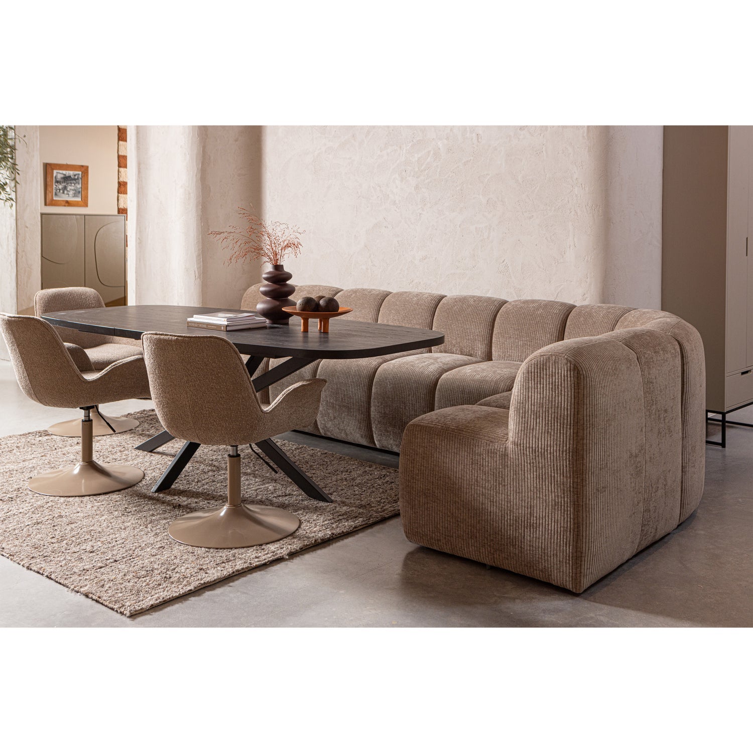 Modulares Sofa MOJO BENCH - Eckelement rostbraun meliert Boucle