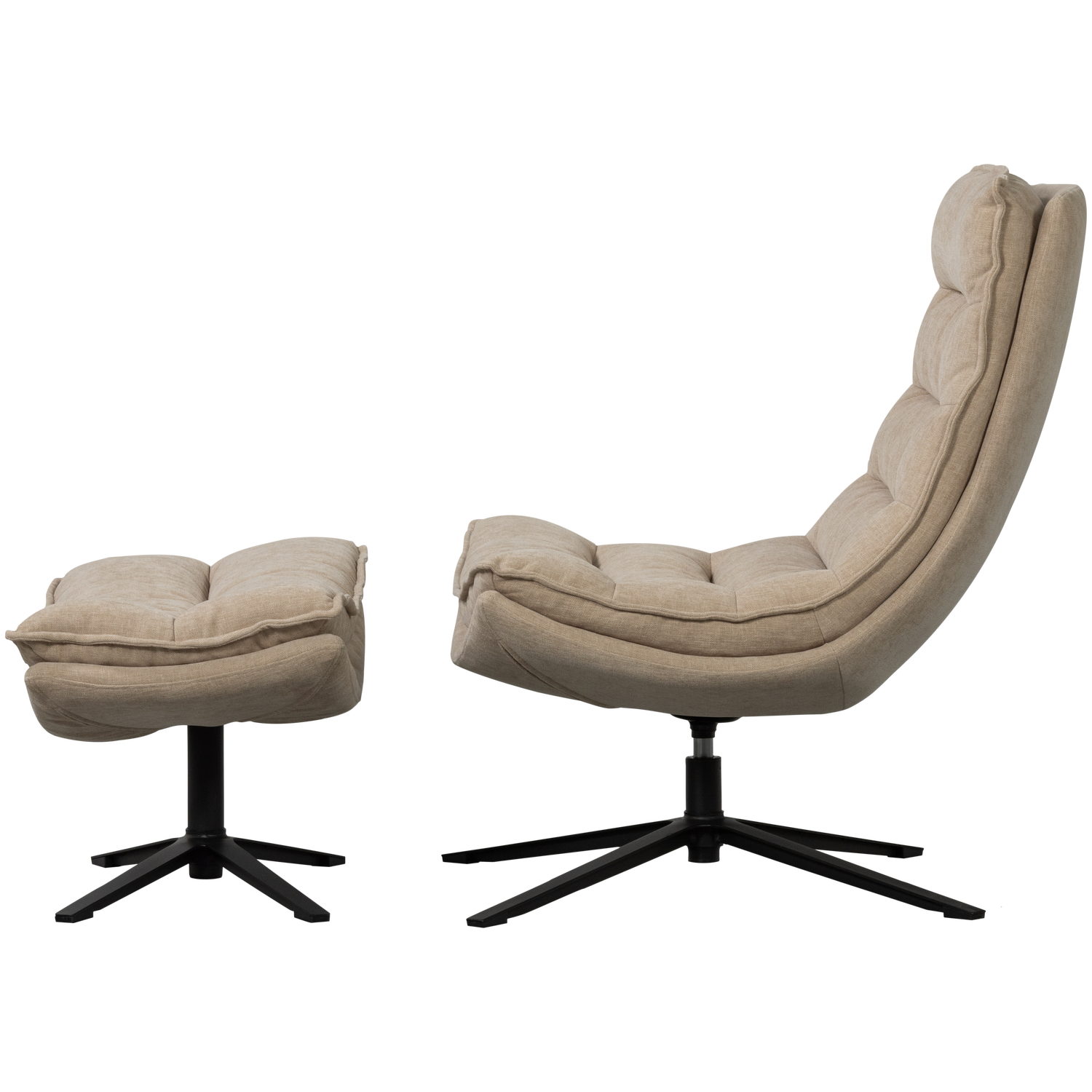Drehstuhl mit Fußstütze KUBE beige