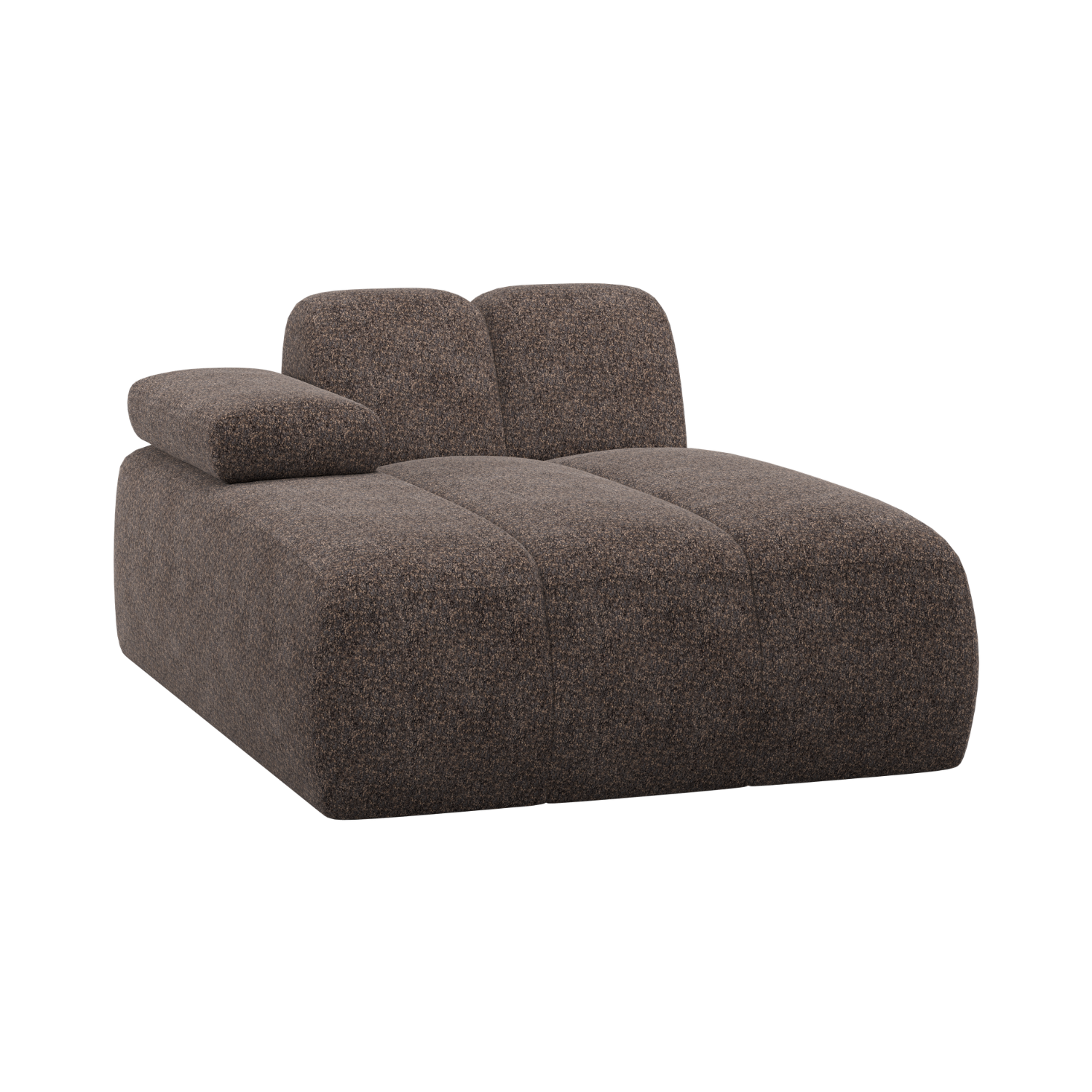 Modulares Sofa MOJO - linksseitiger brauner Schafsfell-Sessel