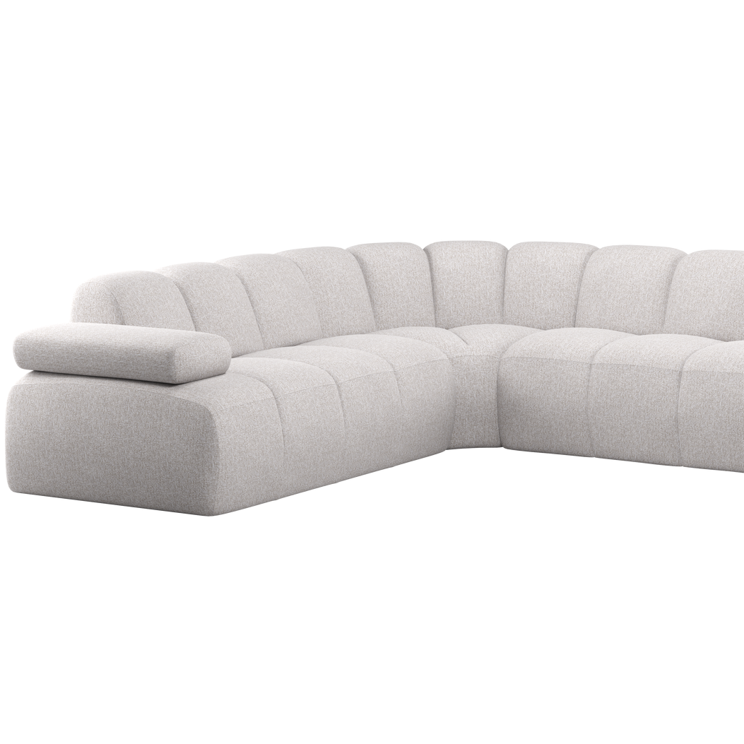 Left-facing modular sofa for 6 people MOJO ecru mélange boucle