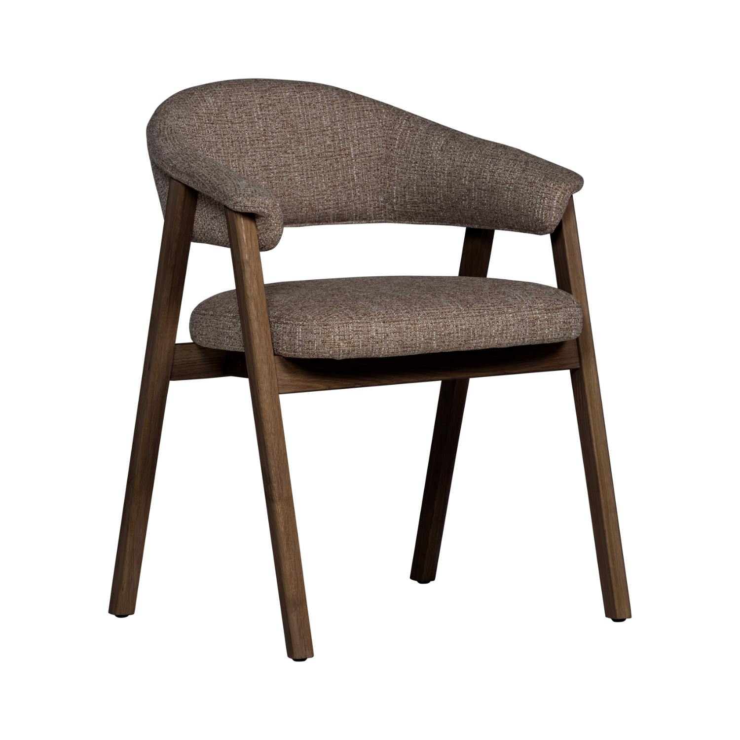 TUNAR fauteuil bruin met een donkerbruine houten basis