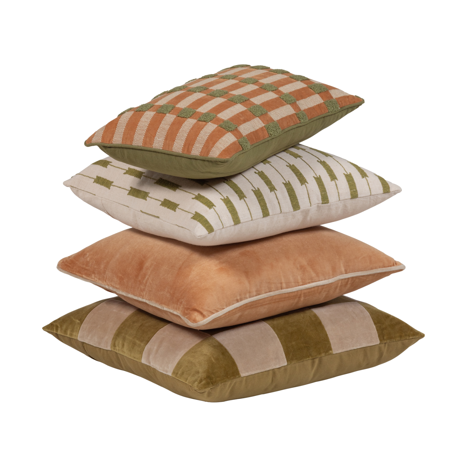 VOLA Cushion Set Green with Orange