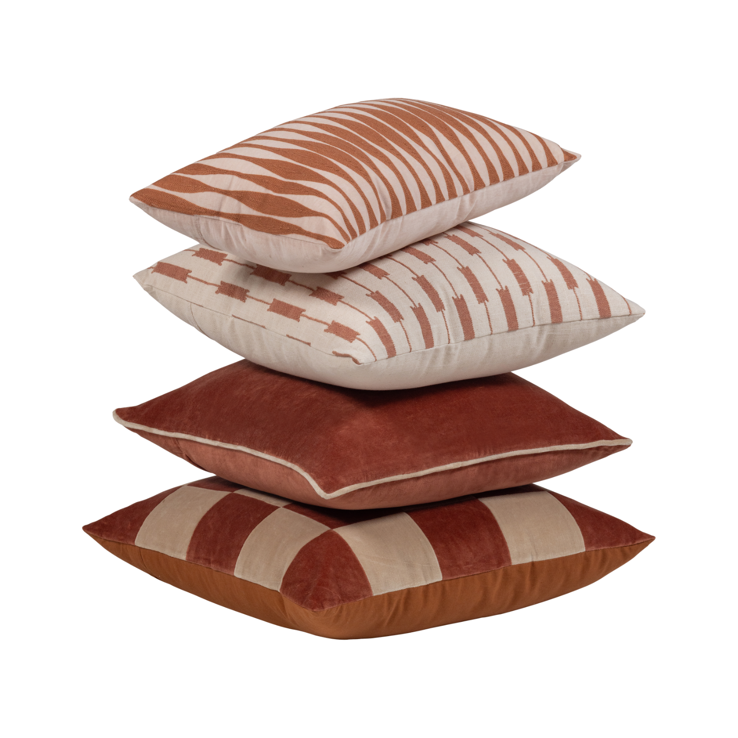 ZENA Cushion Set Pink with Rusty Brown