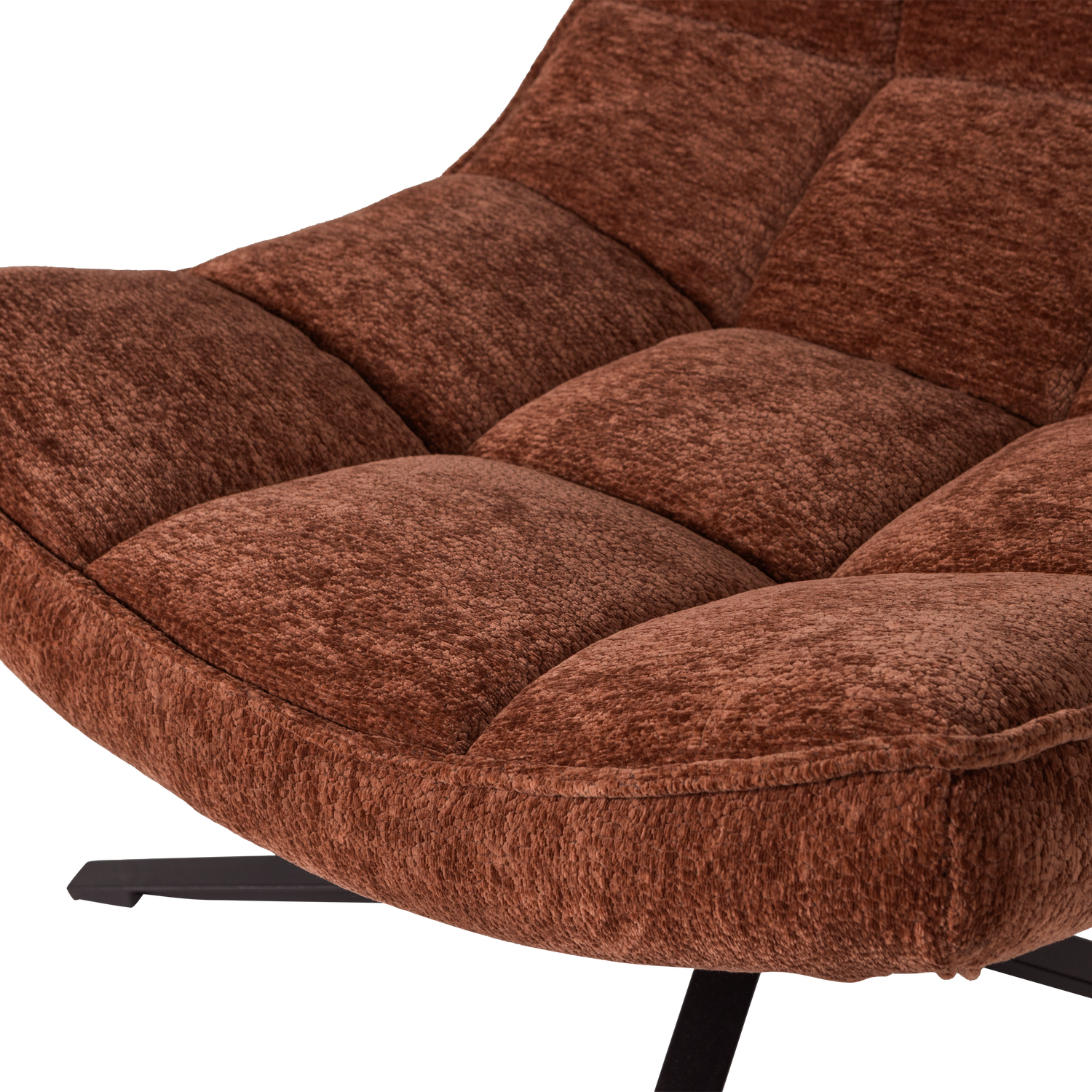 MAUDI swivel armchair in rusty brown chenille
