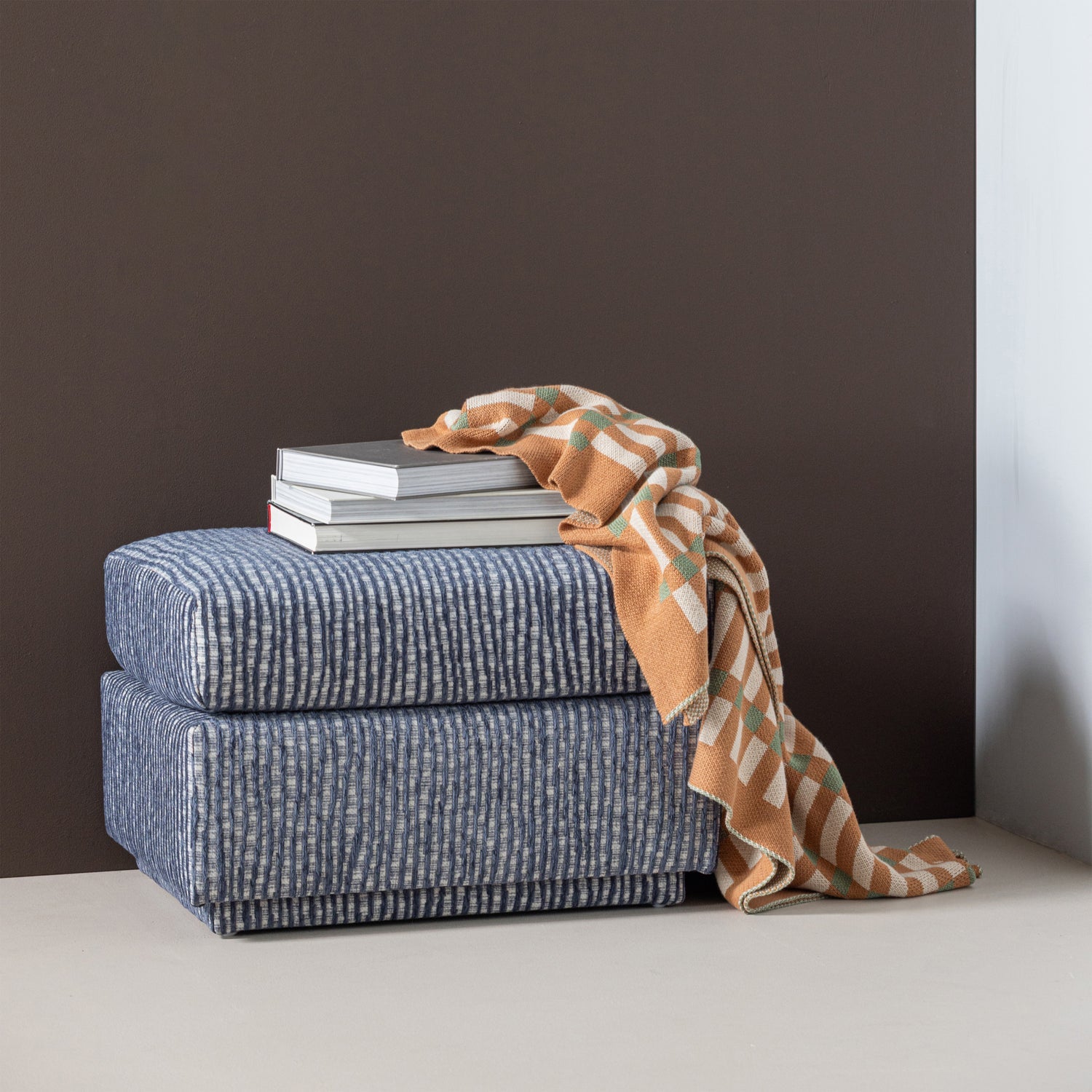 Puf LOU blauw met grijs