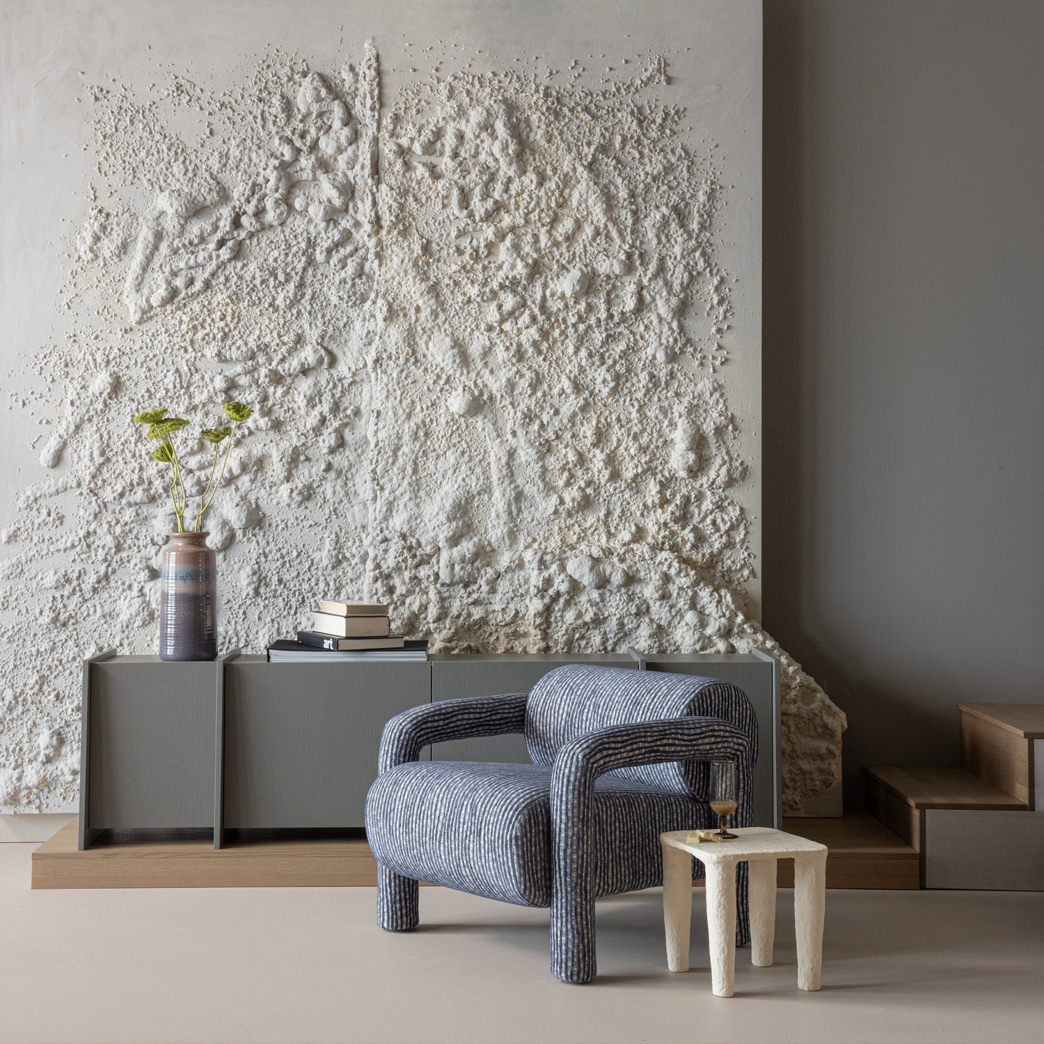 VION Side Table Broken White Paper Mache