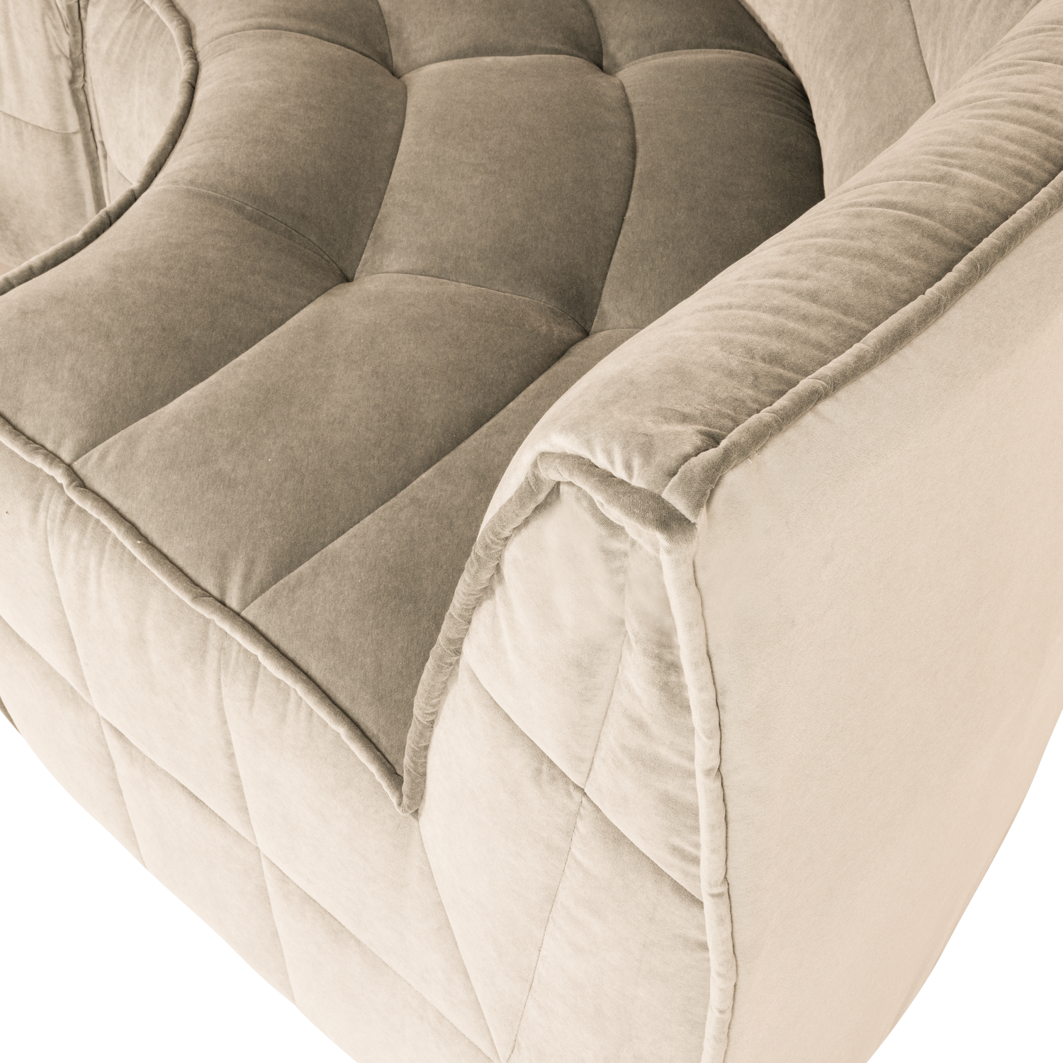 Sofa aus Samt CLUSTER - modulares Eckelement sandfarben