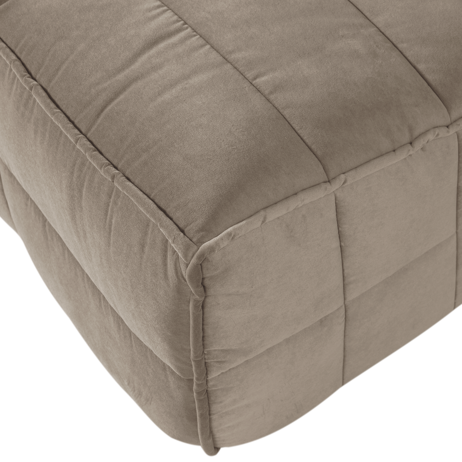 Modulaire fluwelen bank CLUSTER BENCH - 3-zits element beige