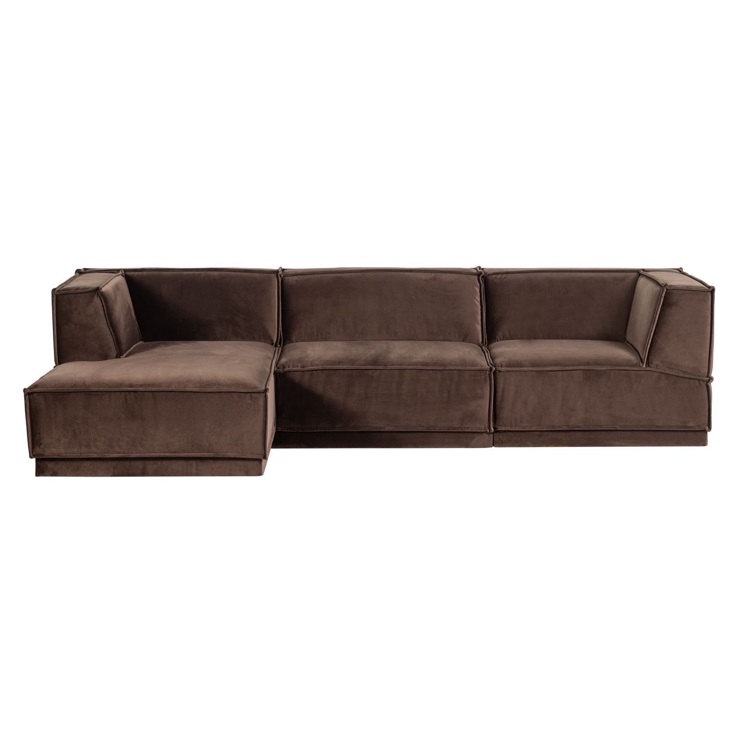 Samt-Ecksofa links MANU braun
