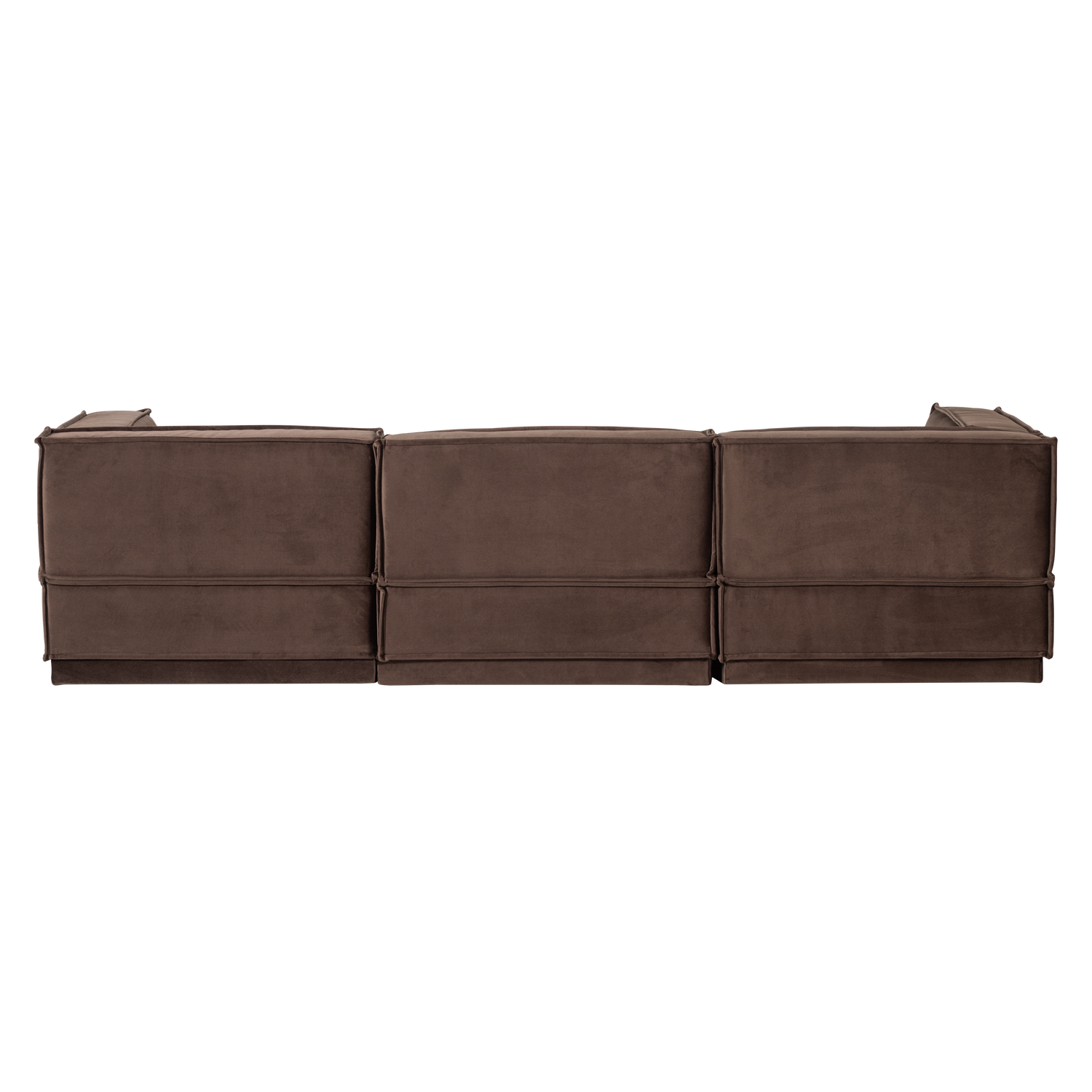 Right-facing Velvet Corner Sofa MANU in Brown