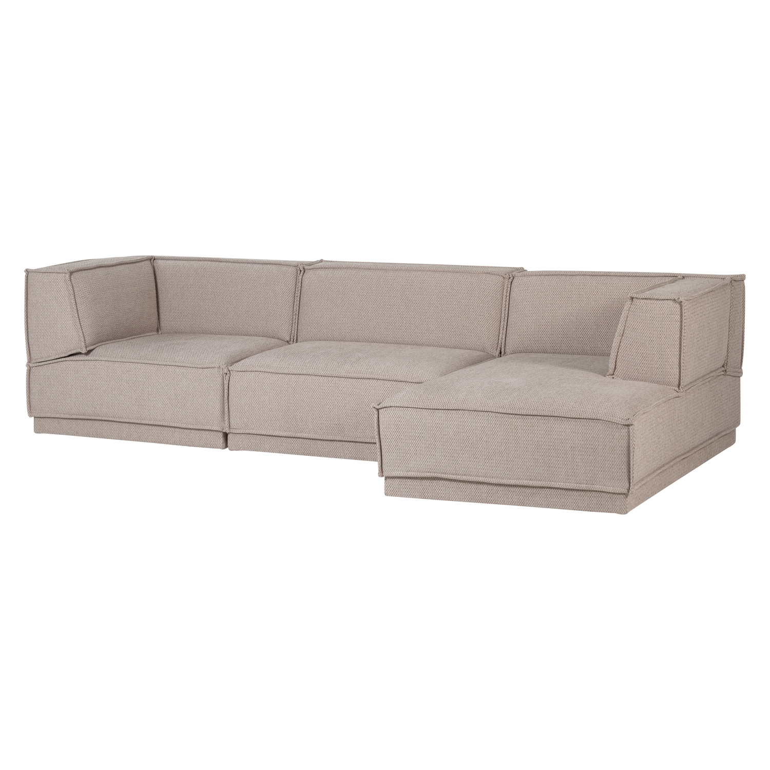 Rechthoekige hoekbank MANU beige chenille