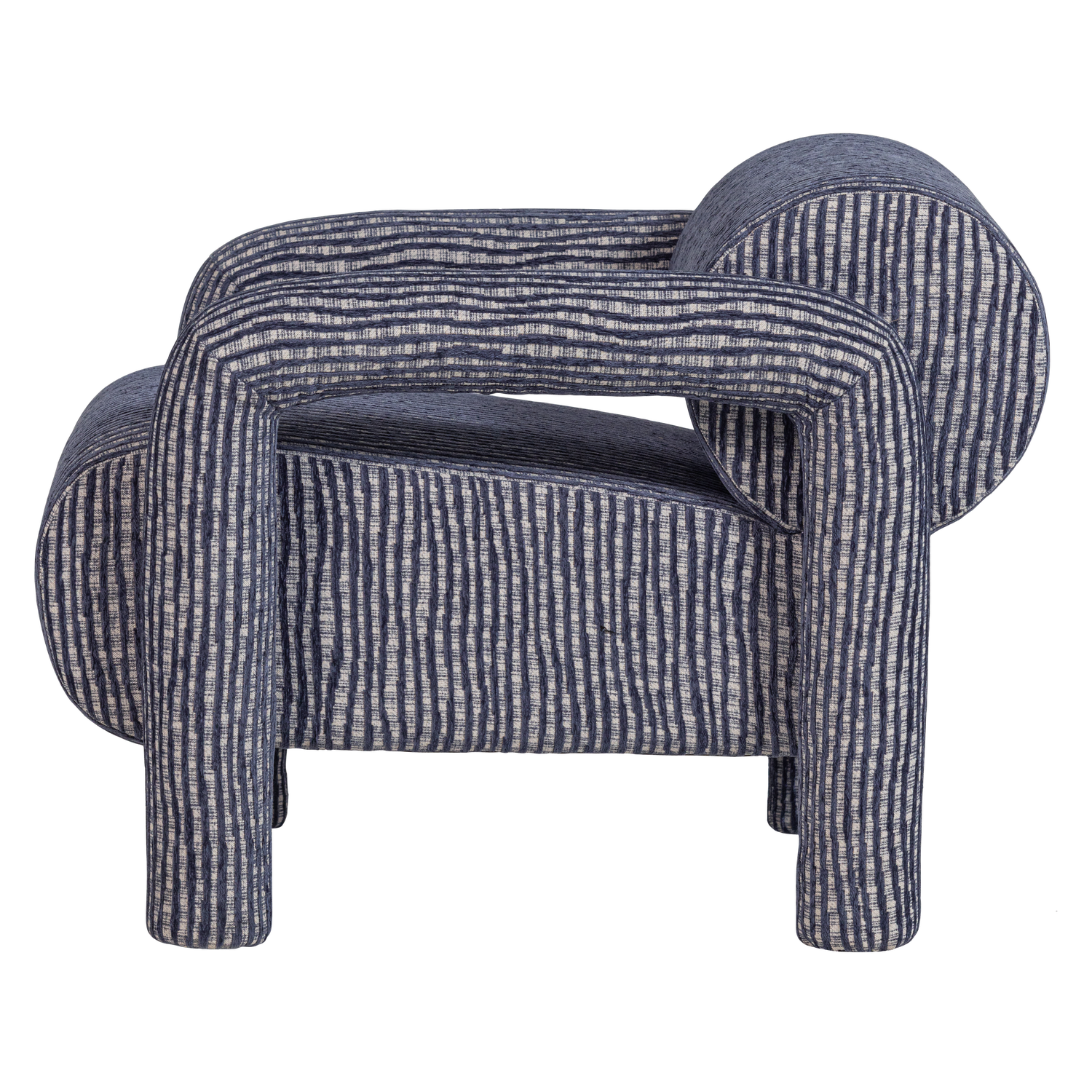 LENNY Armchair in Gray with Blue