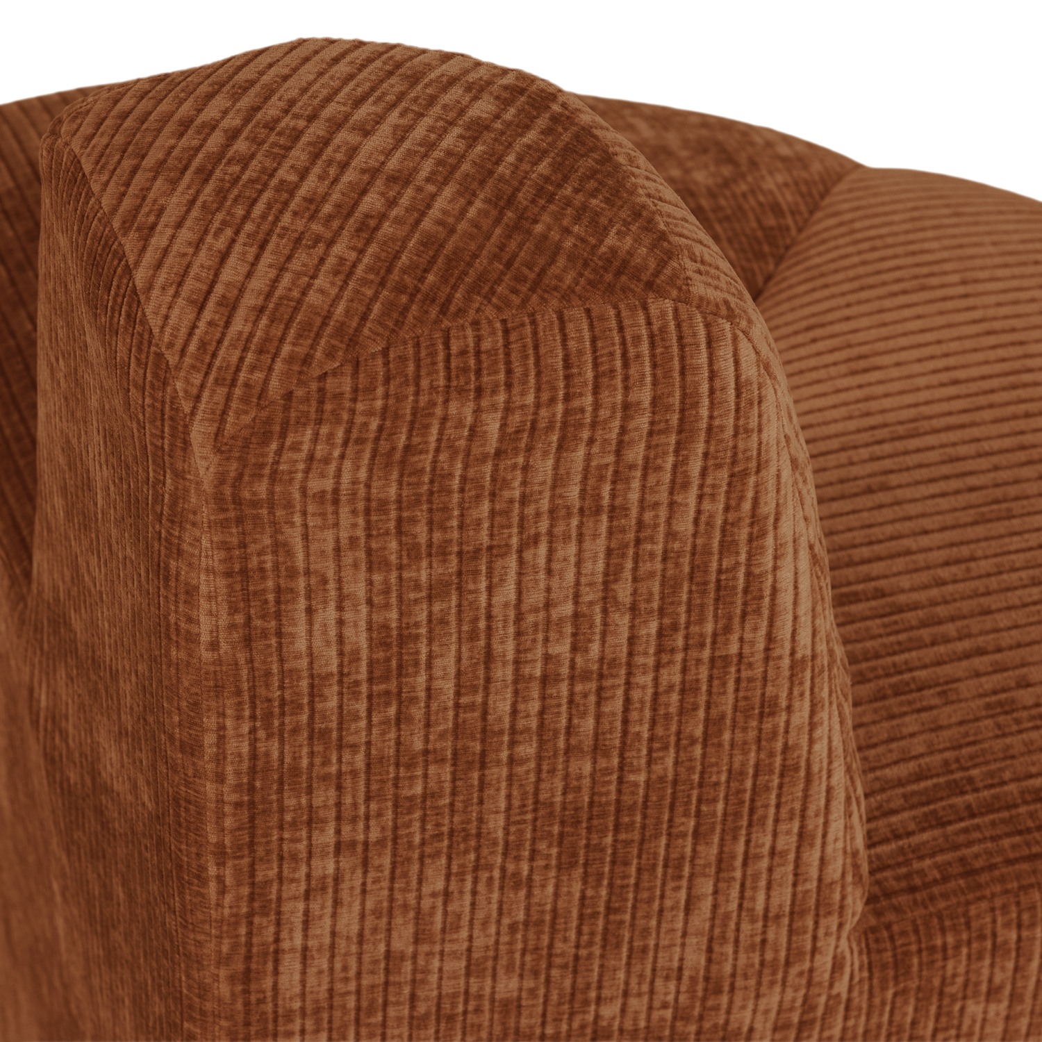 Modulaire bank MOJO - afgeronde hoekelement in baksteenbruin ribstof