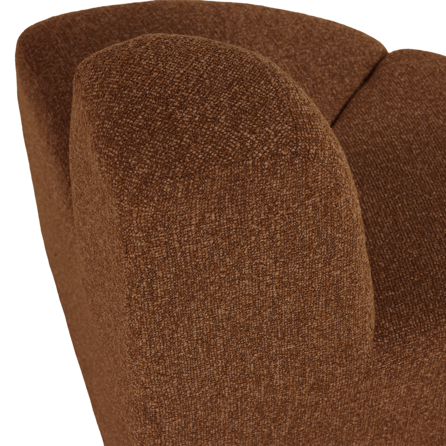 Modulares Sofa MOJO BENCH - abgerundetes Eckelement in ziegelbraunem Bouclé