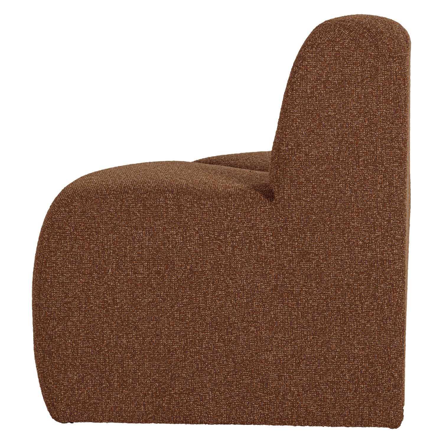 Modulares Sofa MOJO BENCH - abgerundetes Eckelement in ziegelbraunem Bouclé