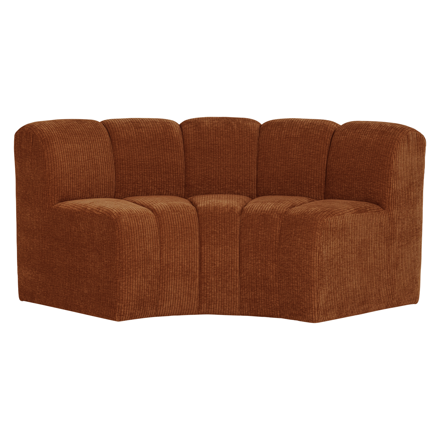 Modulaire bank MOJO BENCH - hoekelement halfrond baksteenbruin corduroy