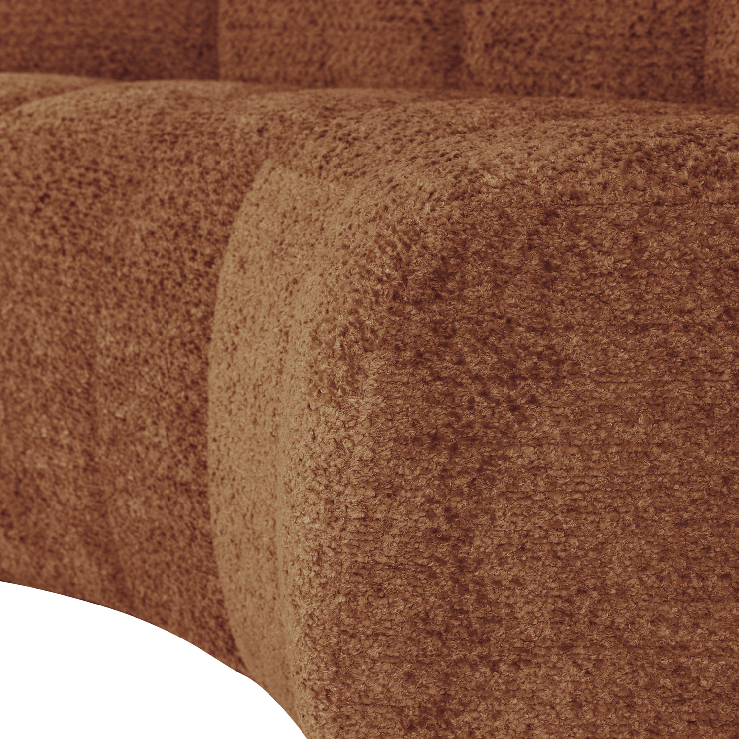 Modulaire bank MOJO BENCH - hoekelement halfrond roestbruin schapenvacht