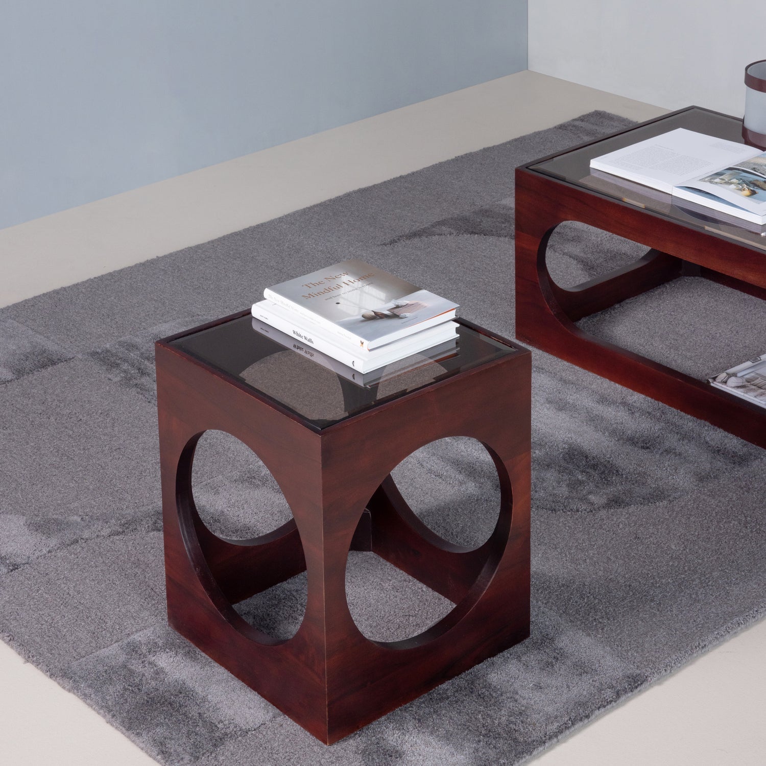 Beistelltisch TRAX braun mit Glasplatte