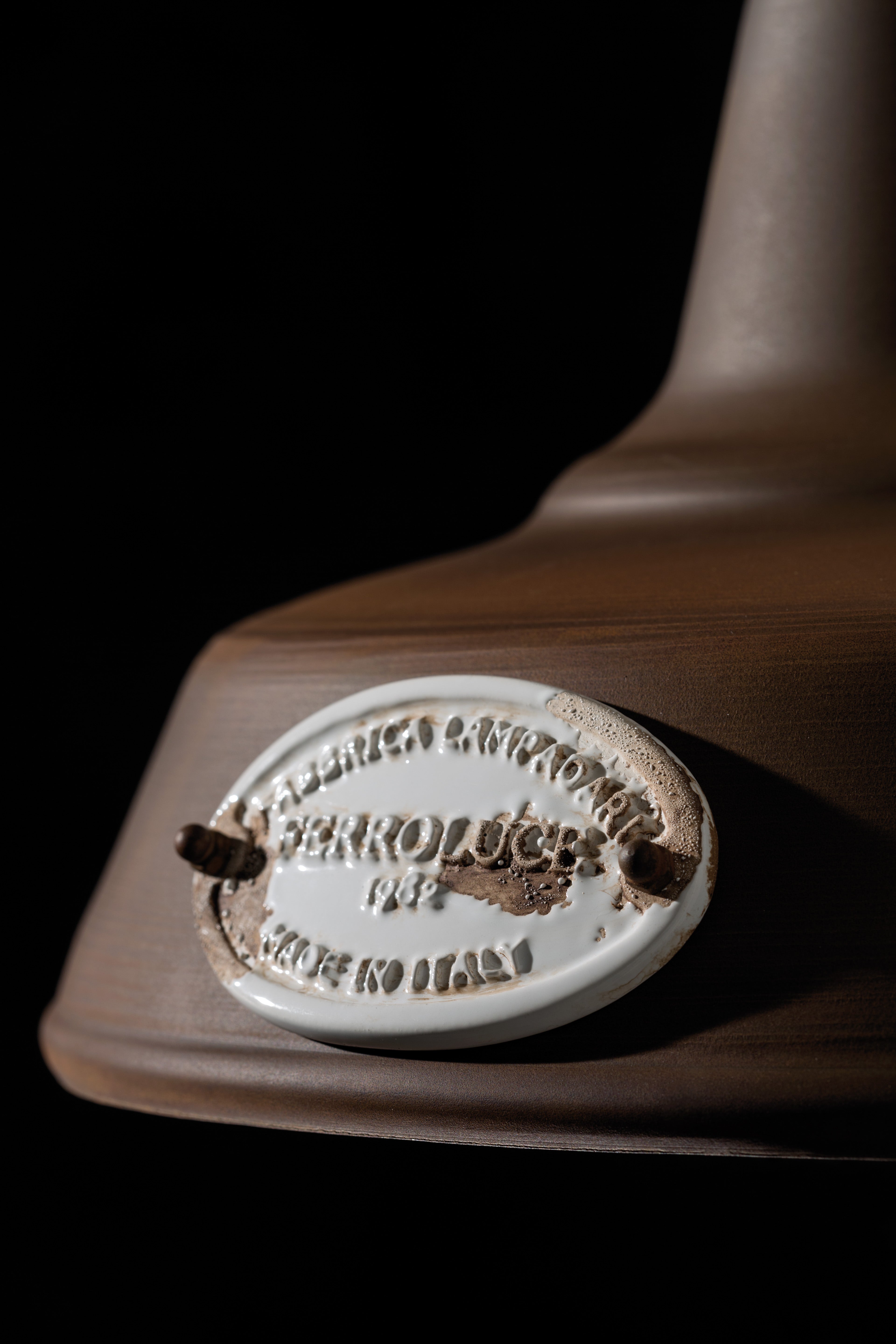 Keramik-Eisen Pendelleuchte GRUNGE rost mit creme Craquelé-Effekt 