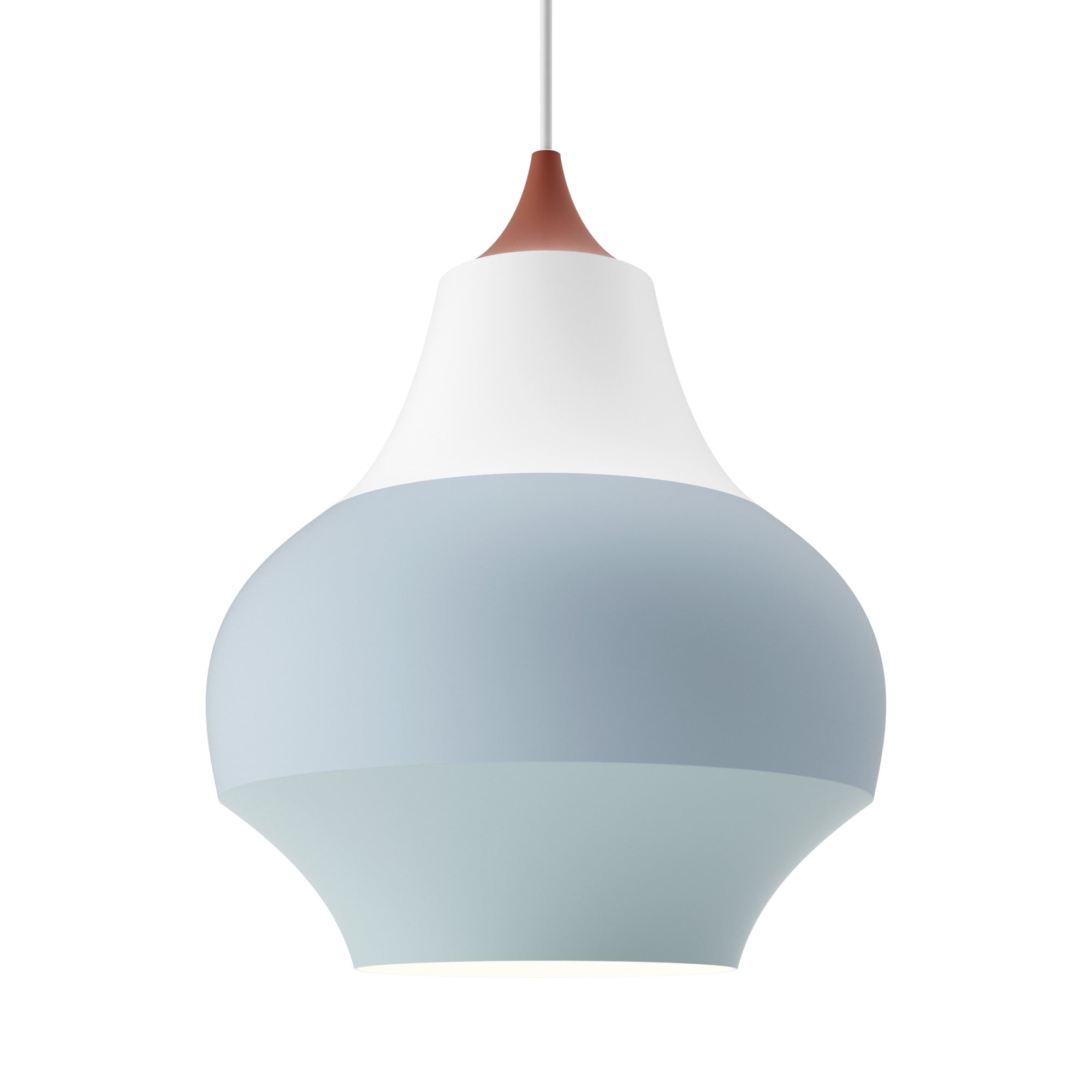 Hanglamp CIRQUE wit-blauw met koperen uiteinde
