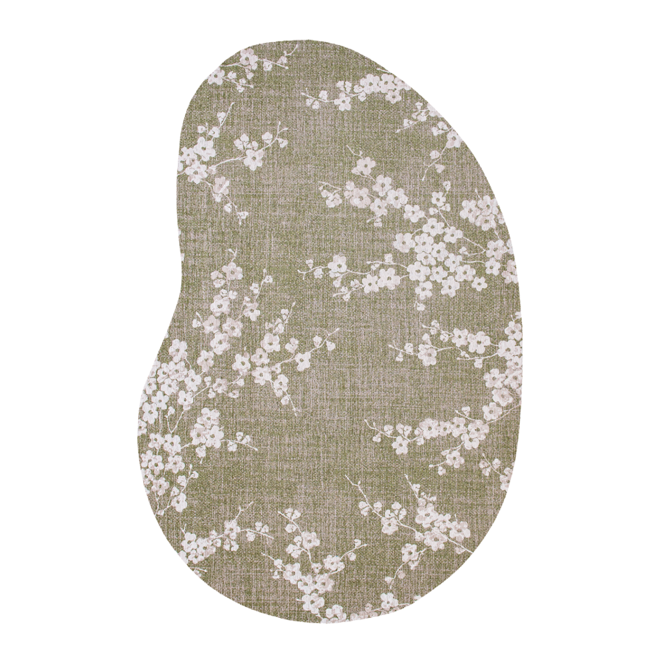 Oval rug SAKURA green with white