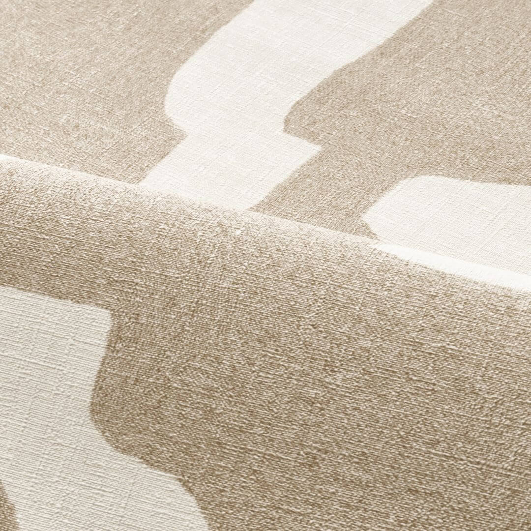 Strukturierte Tapete, die Stoff in abstrakten organischen Formen imitiert SERAN - RAYON DE LUNE beige