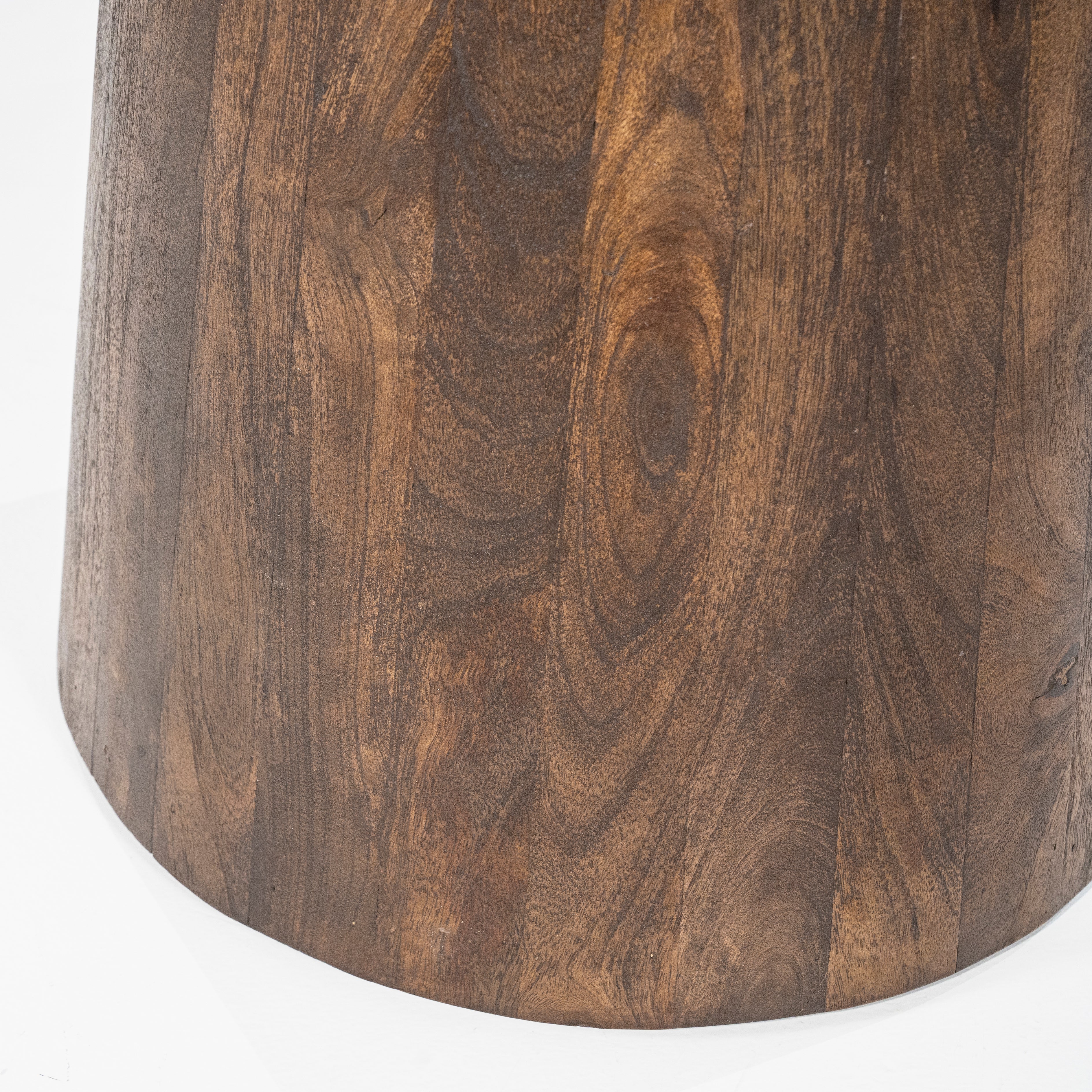 Stół okrągły AIKIN trawertyn z drewnianą podstawą