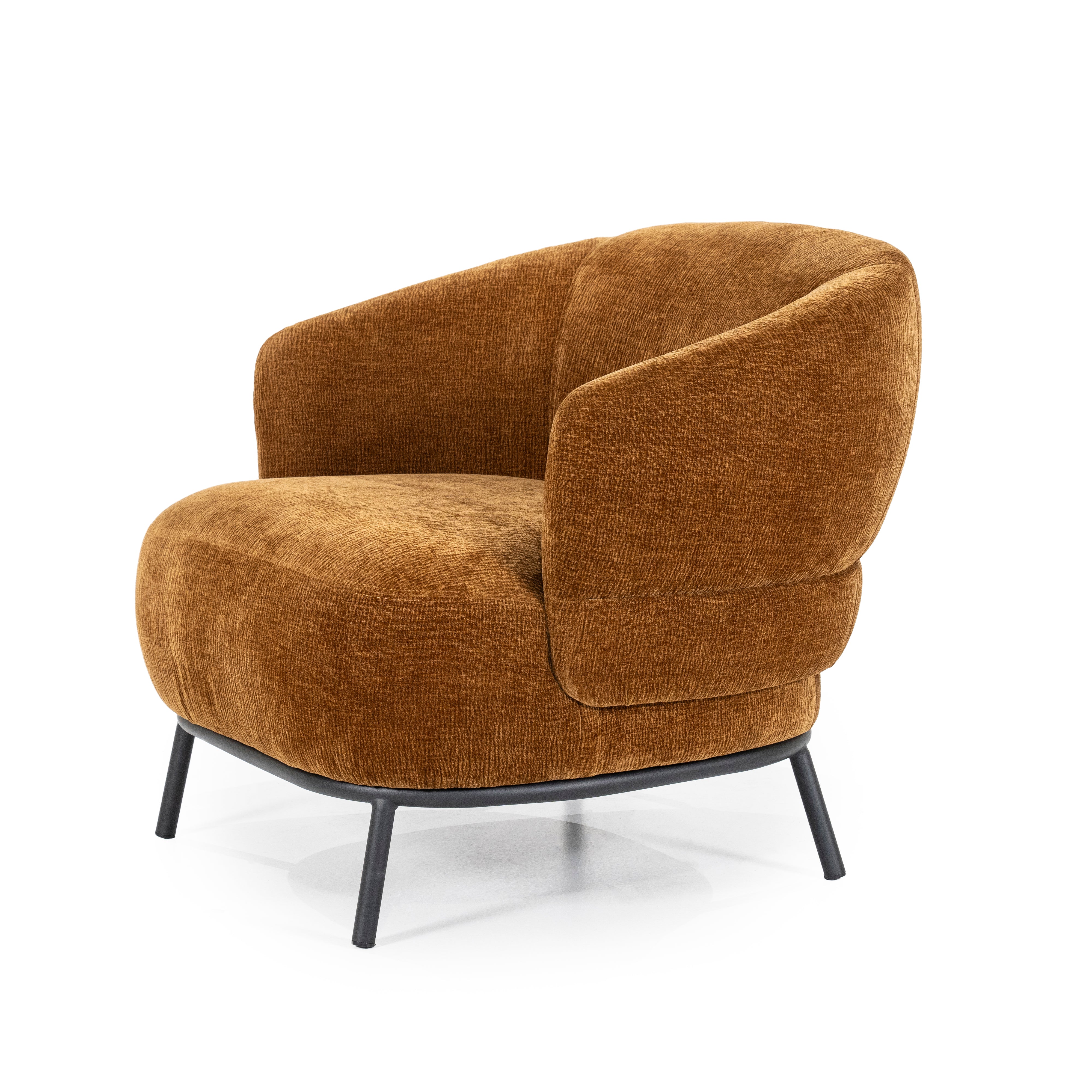 Fauteuil DAVID mosterdgeel met zwarte basis