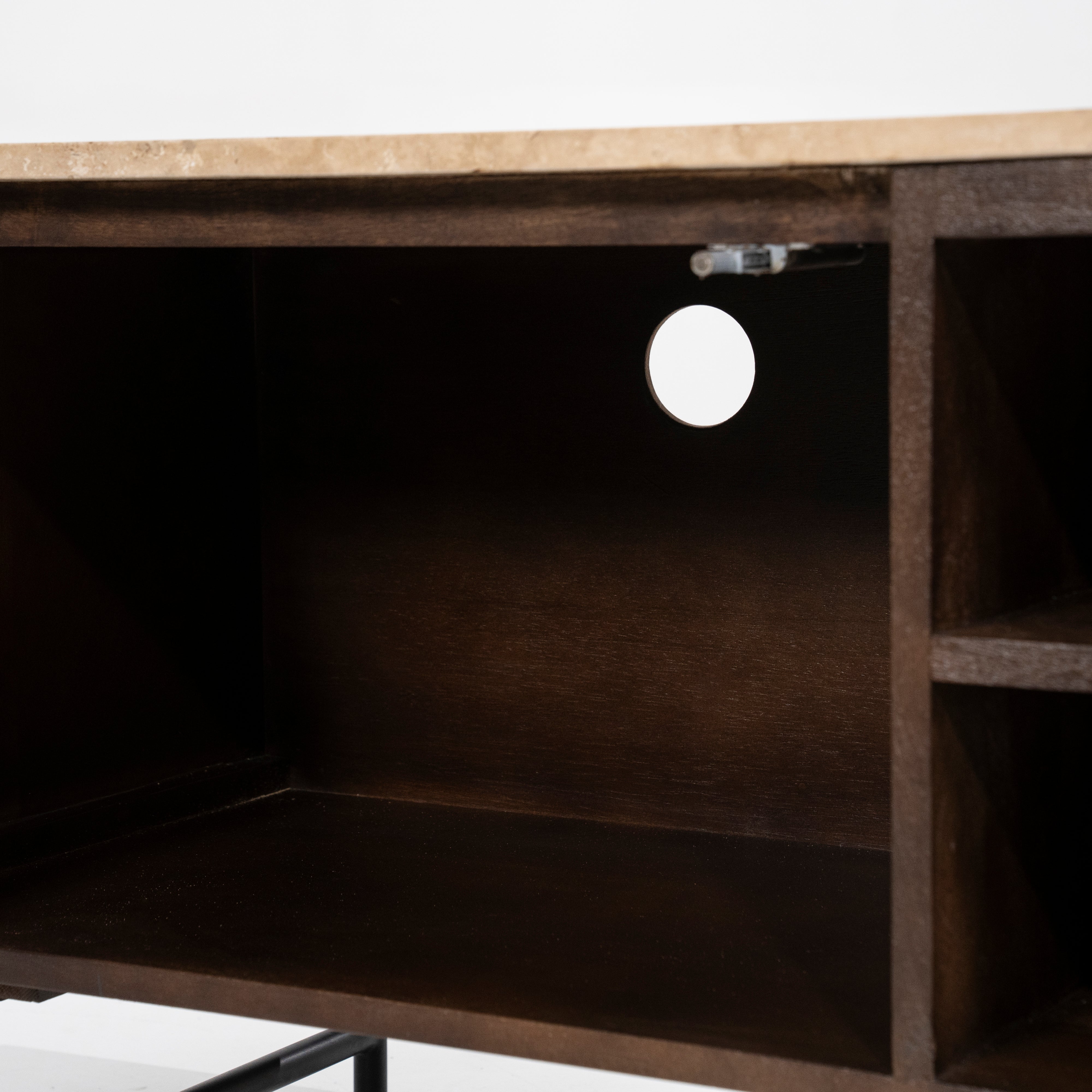 RTV Cabinet LIO brown mango wood with travertine