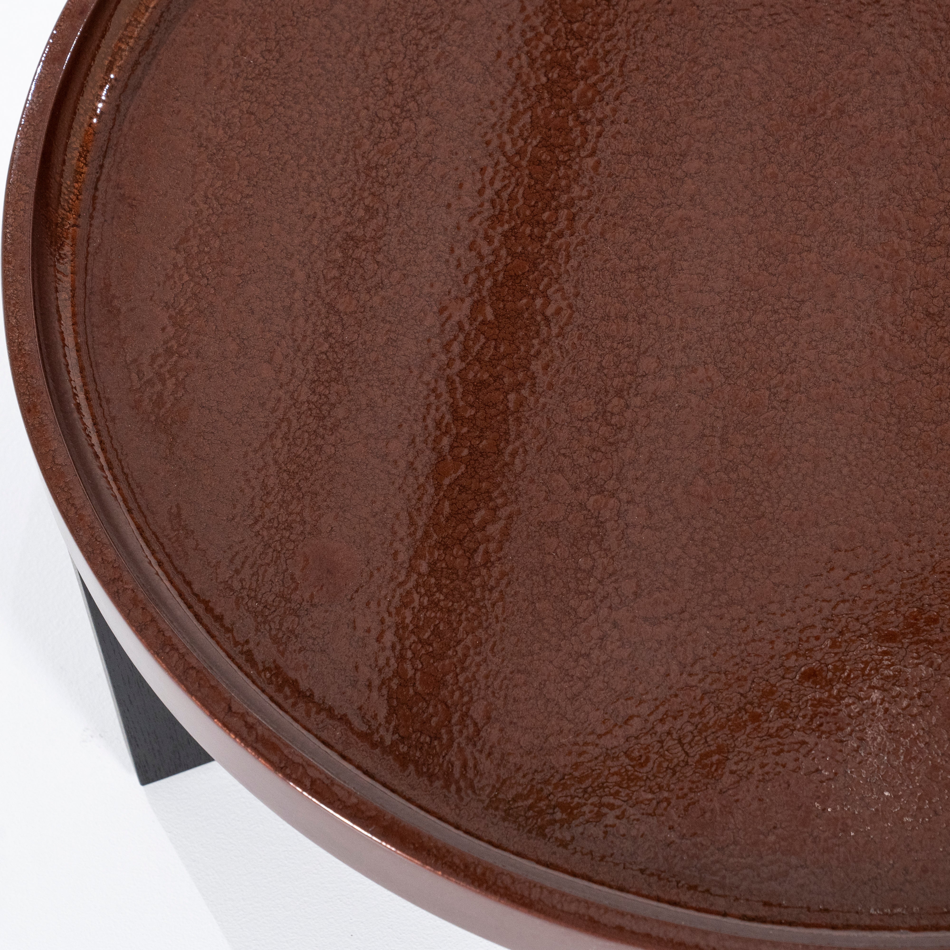 MAYSON burgundy coffee table with wooden base