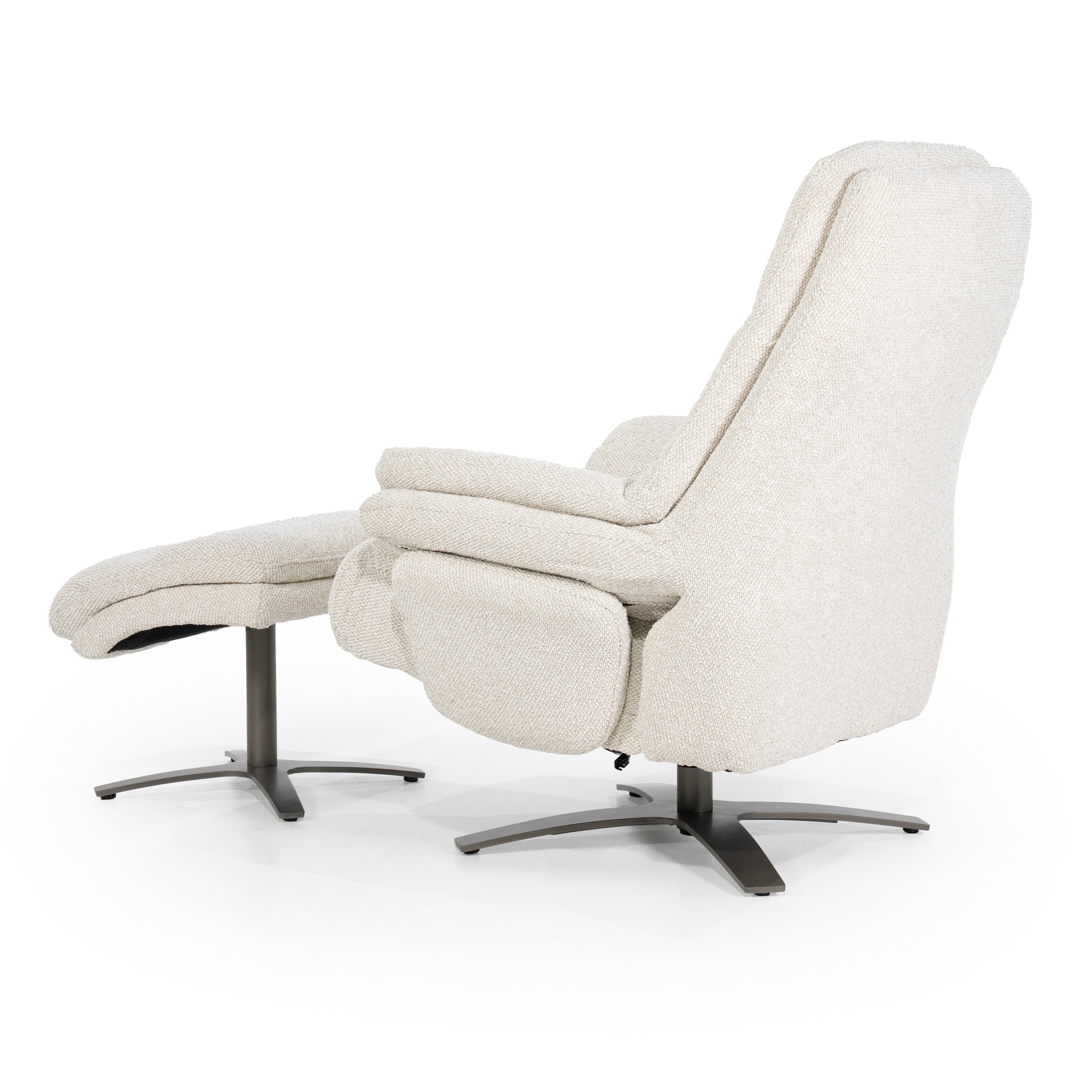 CALEB beige armchair with black base and footrest
