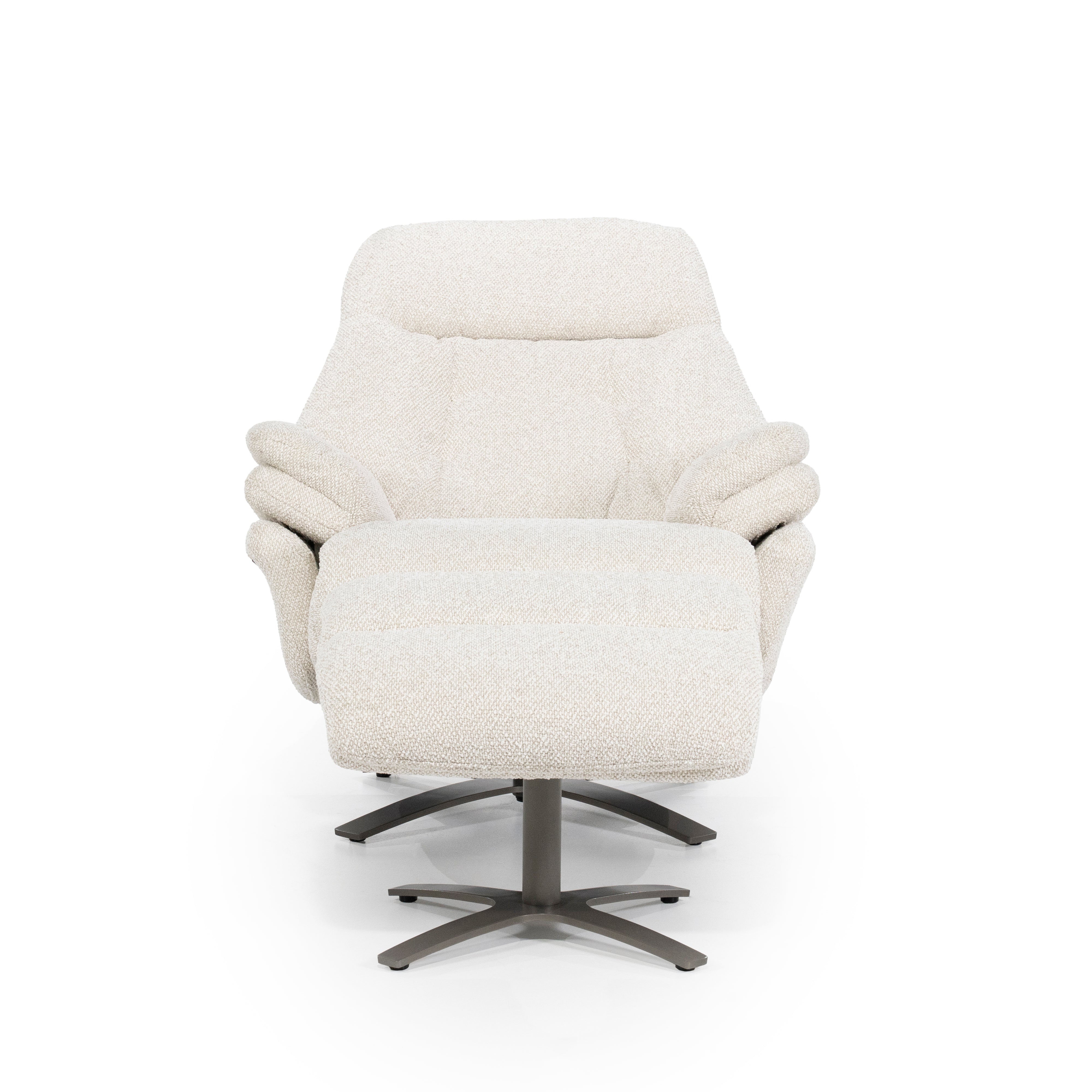 CALEB beige armchair with black base and footrest