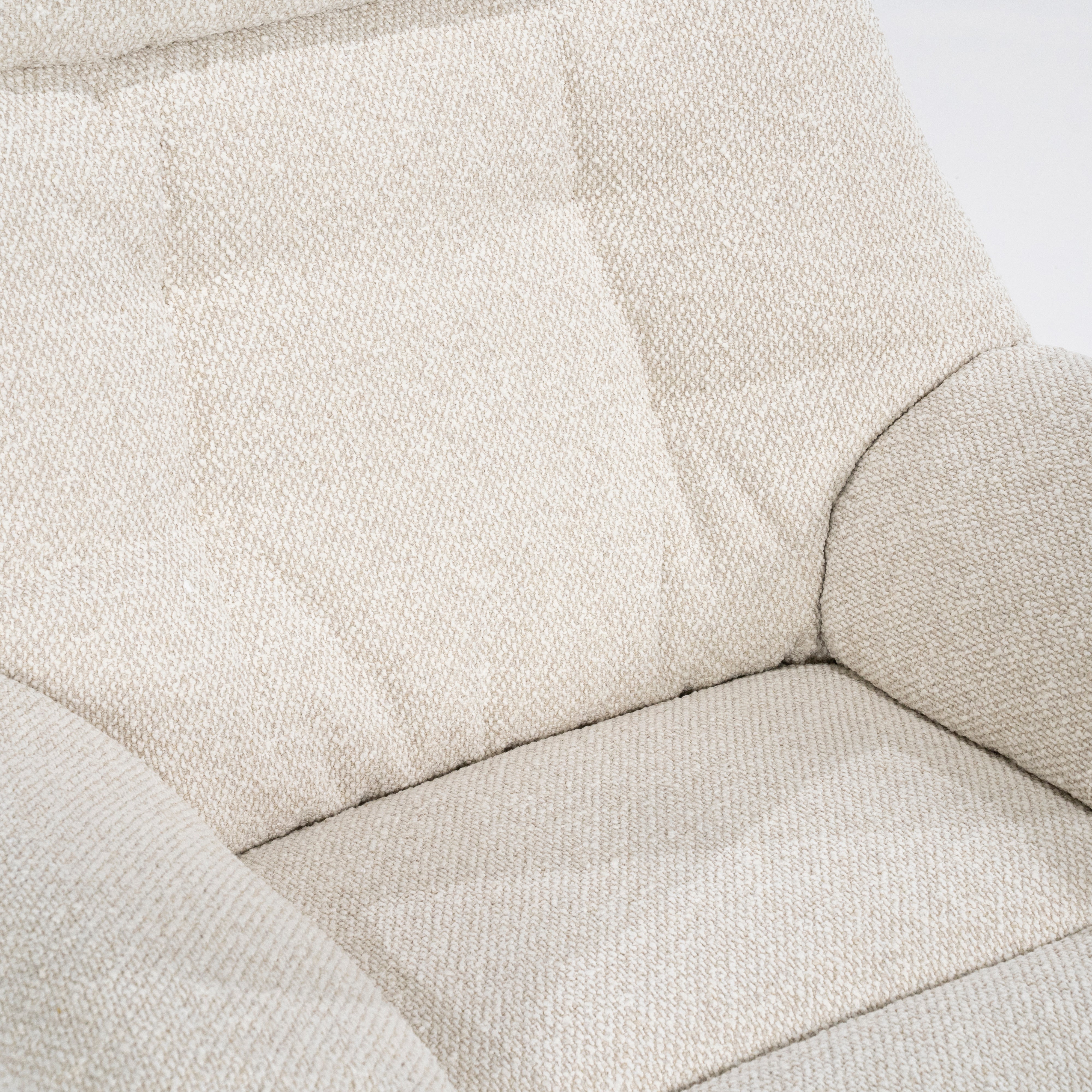 CALEB beige armchair with black base and footrest