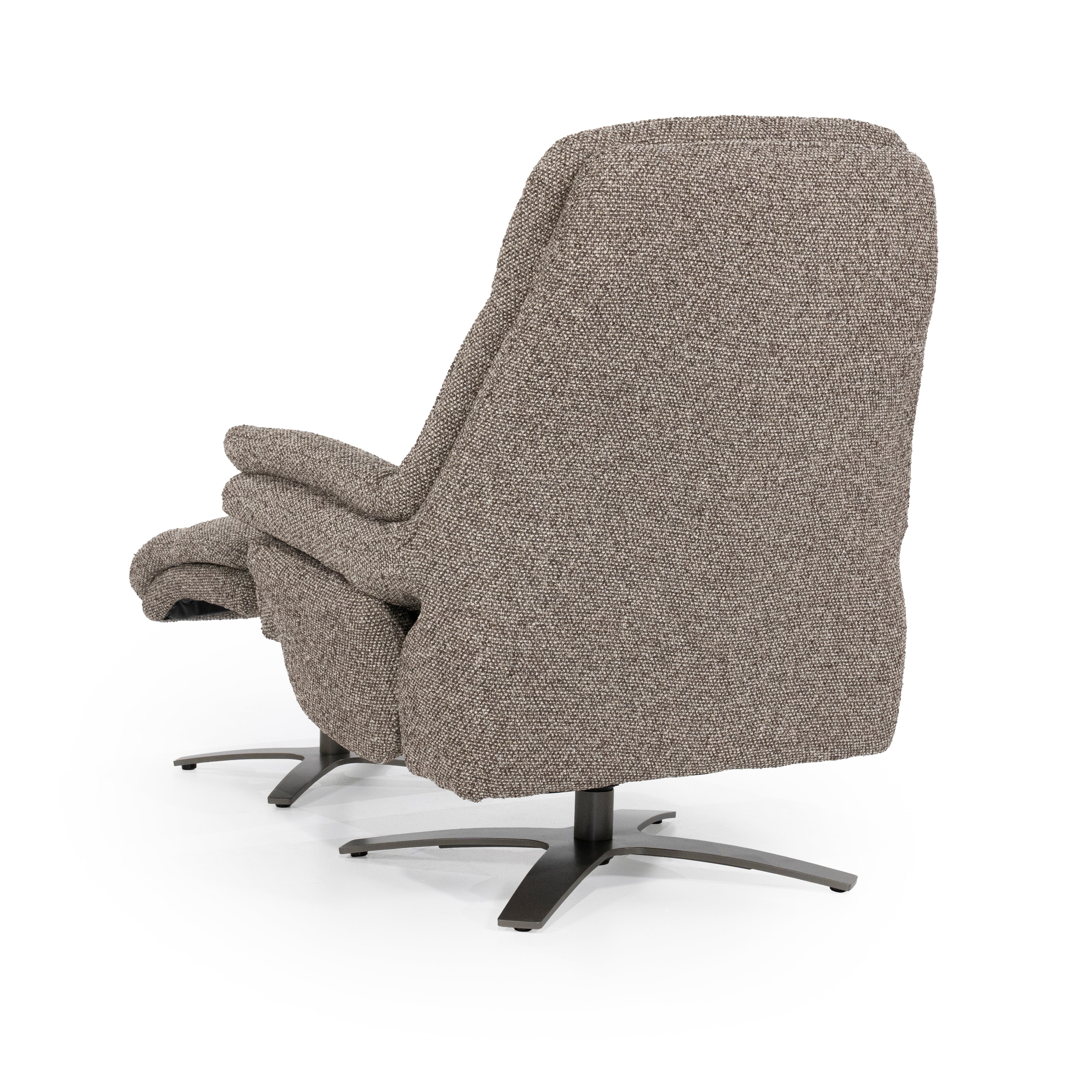 CALEB Dark Beige Armchair with Black Base and Footrest