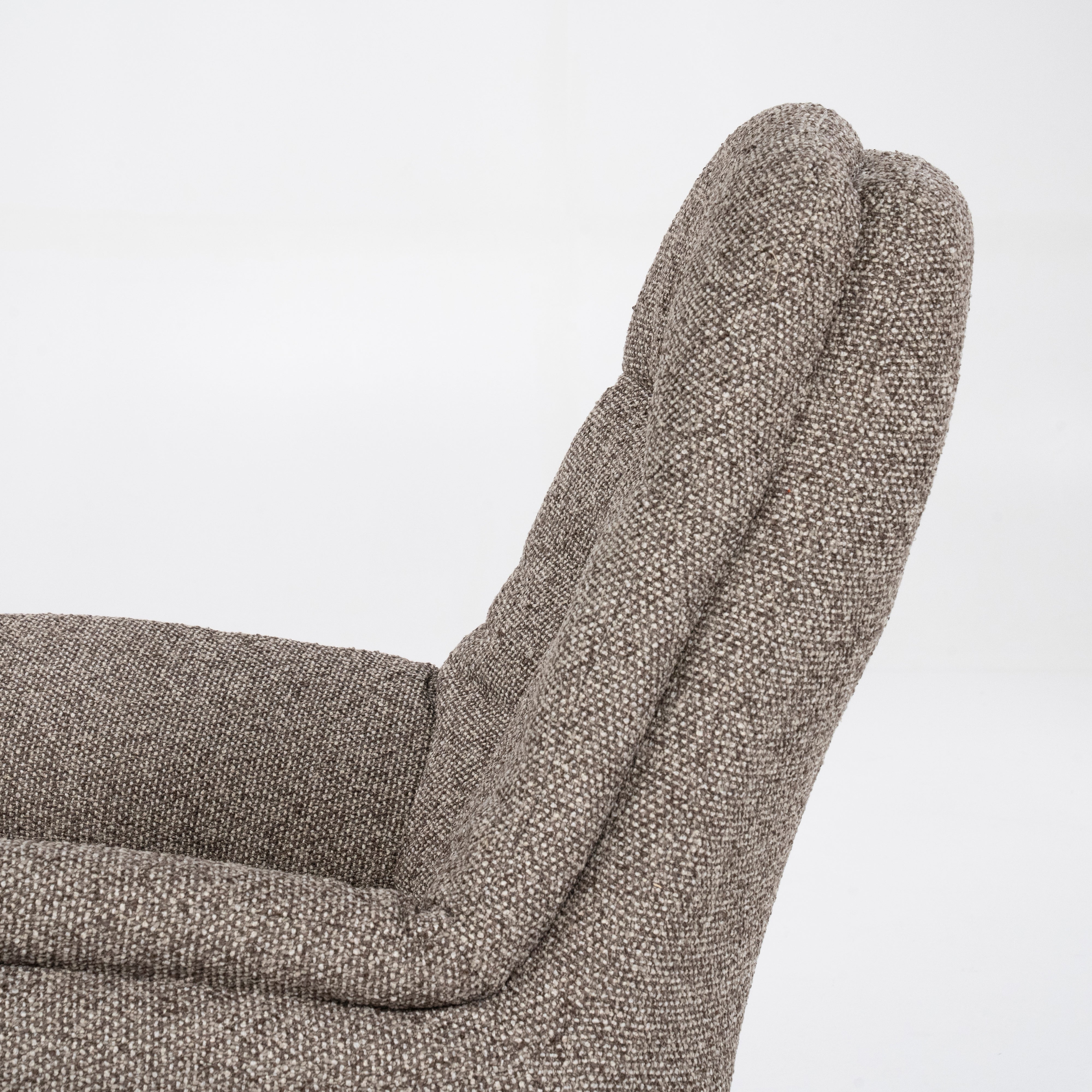 CALEB Dark Beige Armchair with Black Base and Footrest