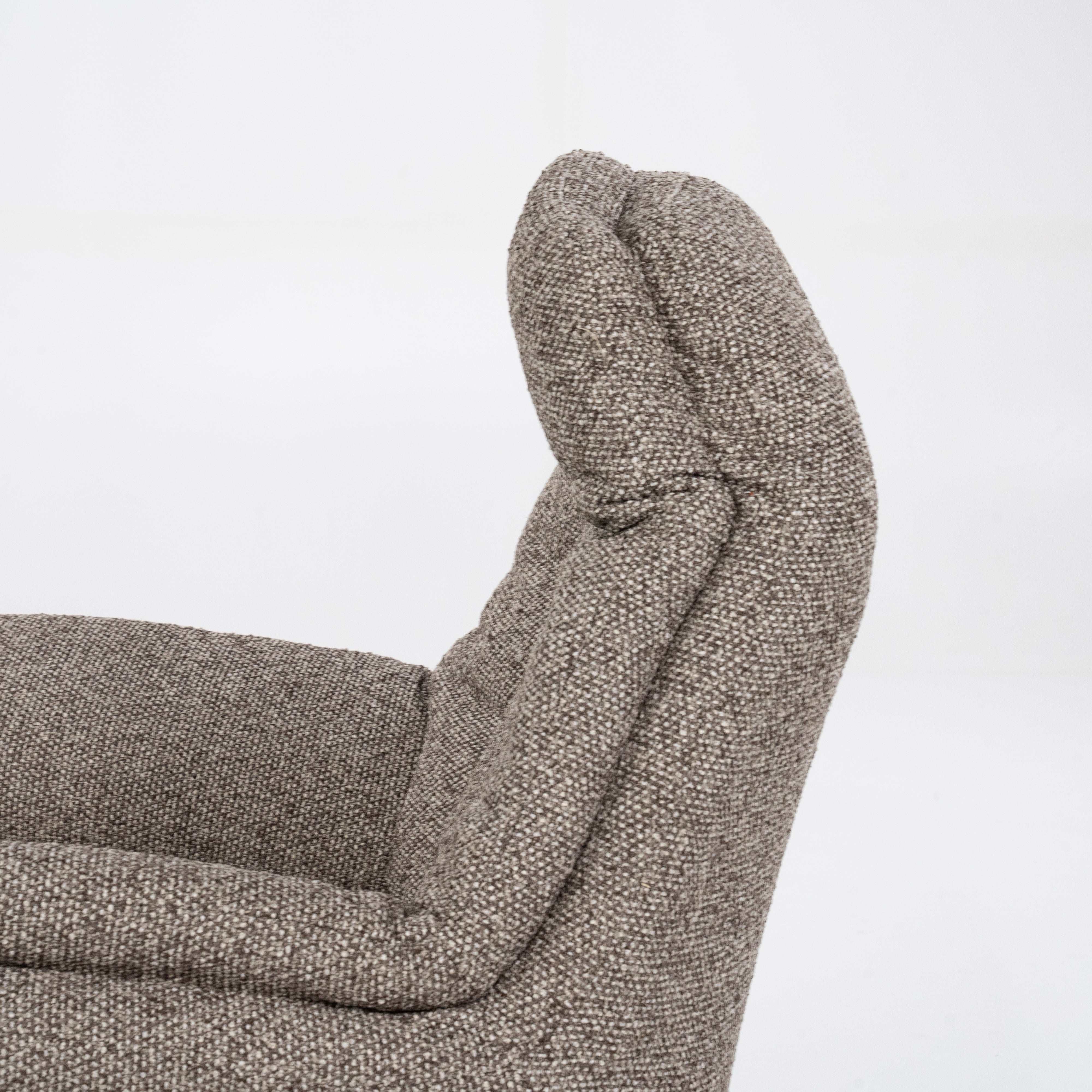 CALEB Dark Beige Armchair with Black Base and Footrest