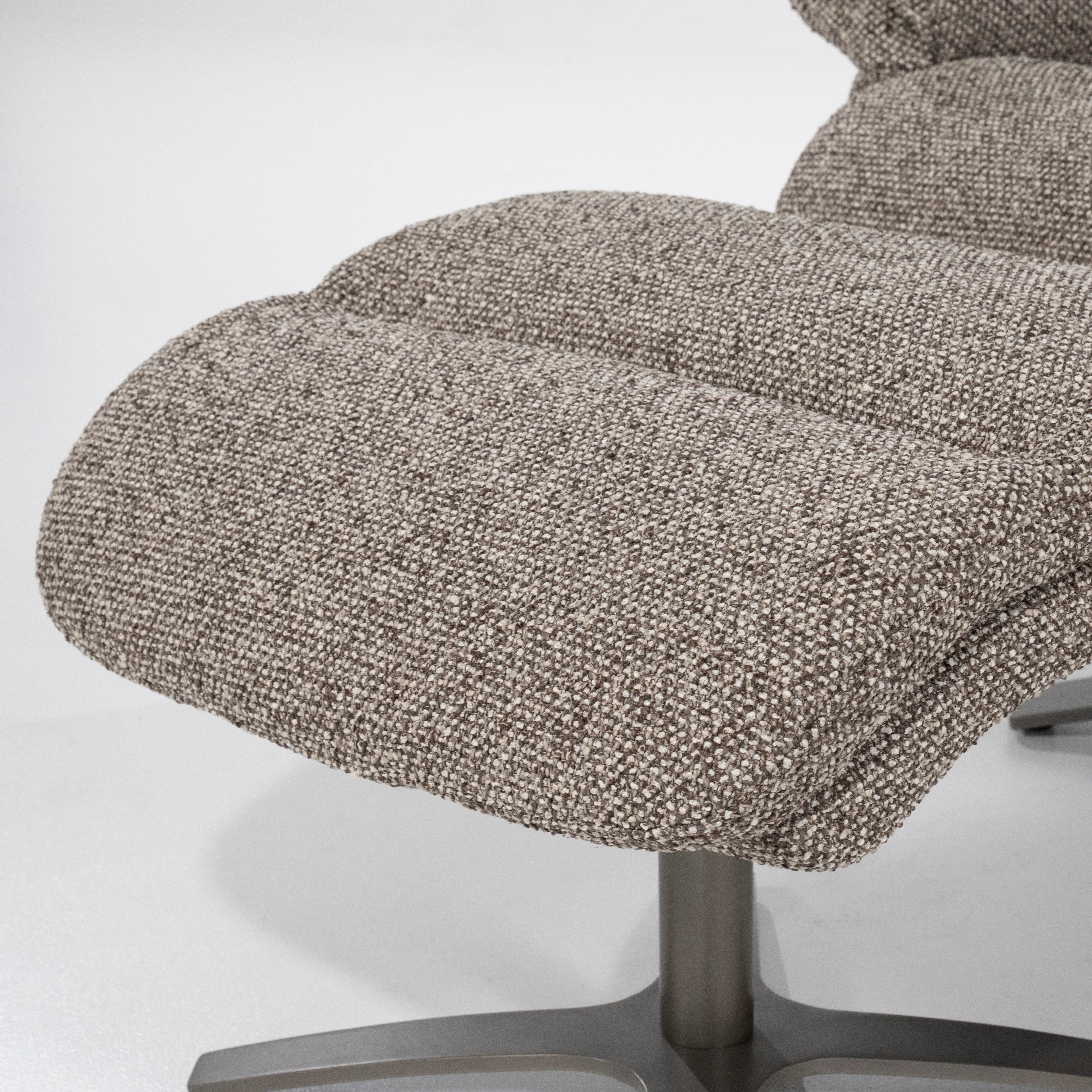 CALEB Dark Beige Armchair with Black Base and Footrest