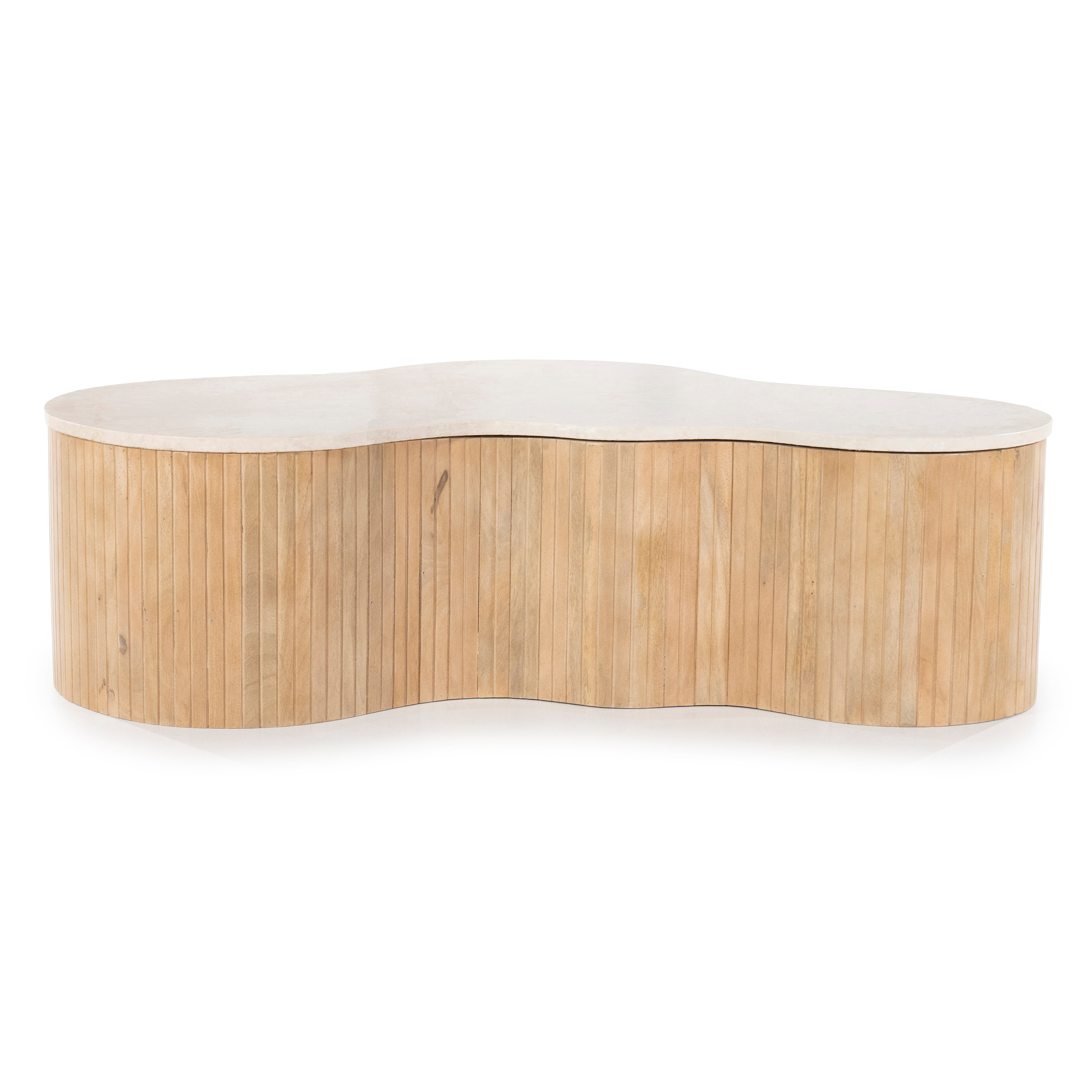 KIRA Couchtisch aus Mangoholz mit Marmorplatte