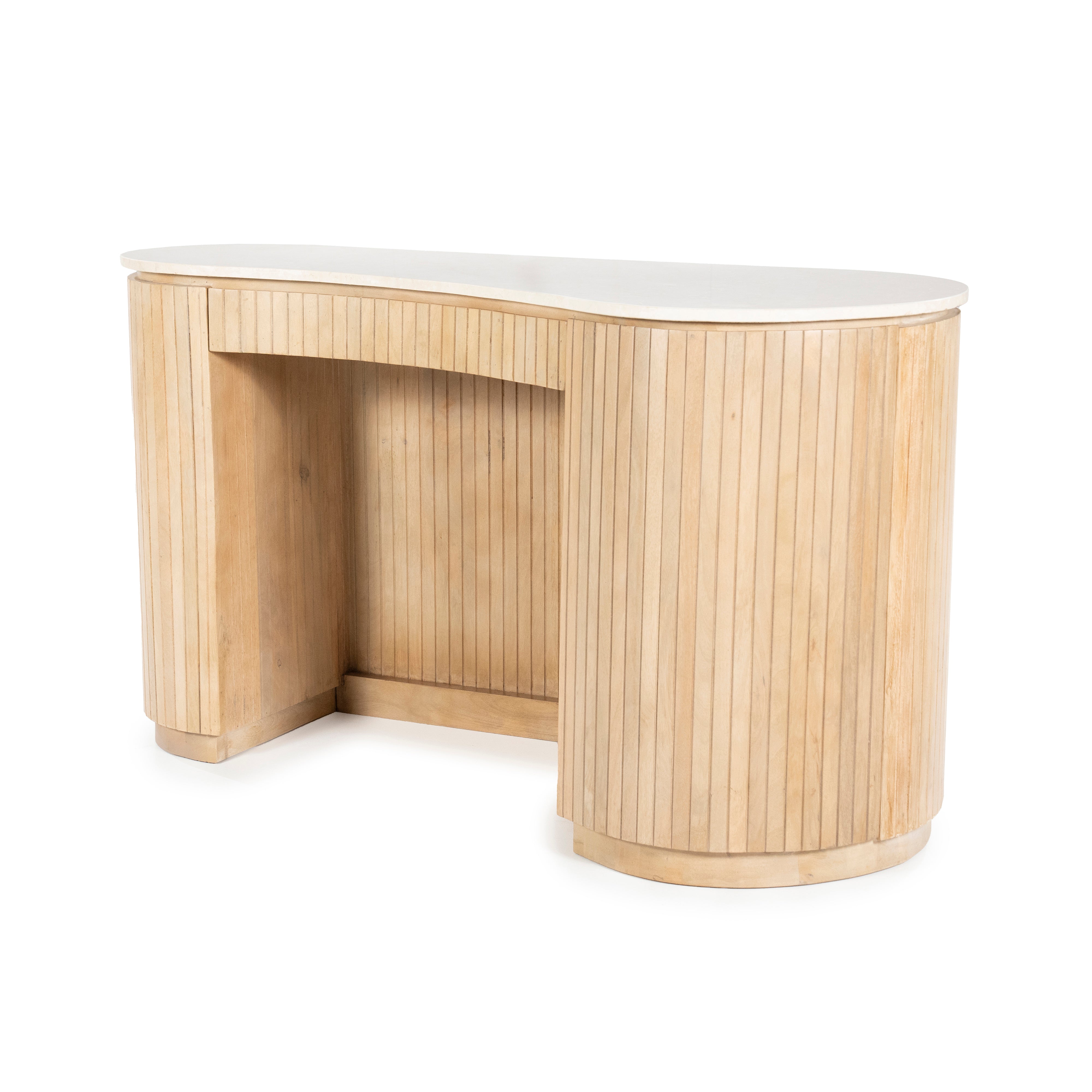 Bureau KIRA van mango-hout met een marmeren blad